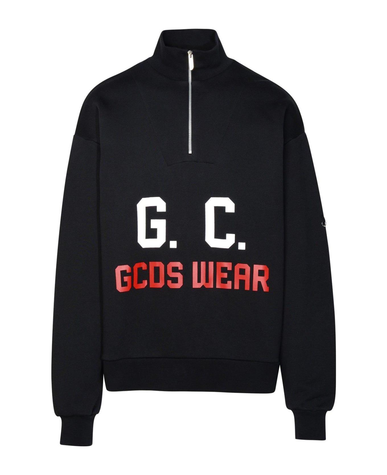 GCDS Logo-printed Straight Hem Sweatshirt - Nero