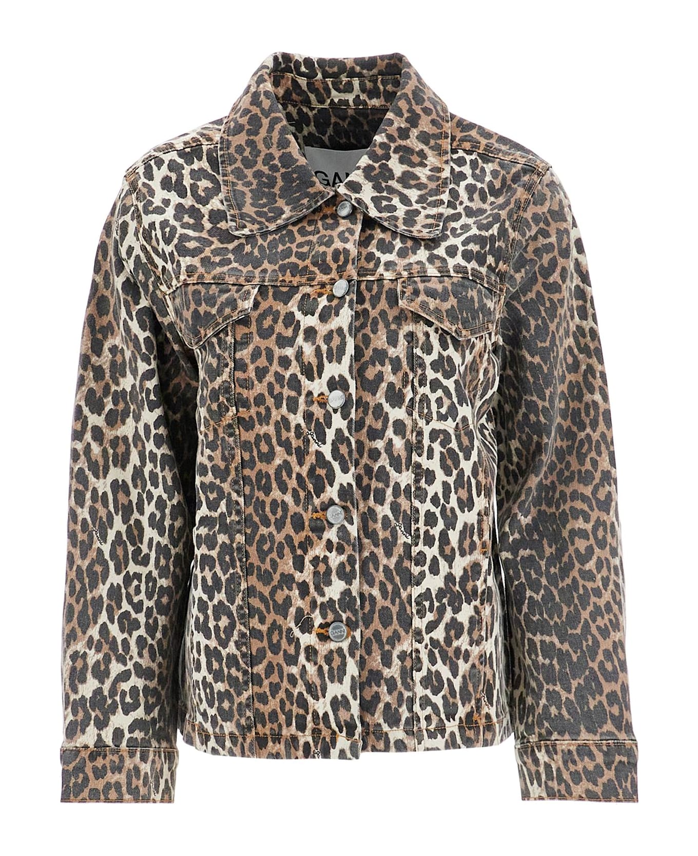Ganni 
leopard Print Denim Jacket
 - LEOPARD (Brown)