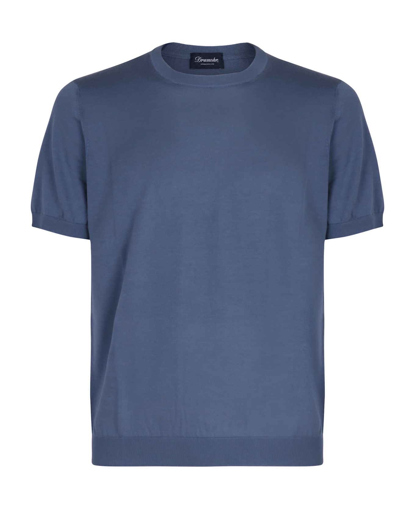 Drumohr Short Sleeve Sweater - blue ニットウェア