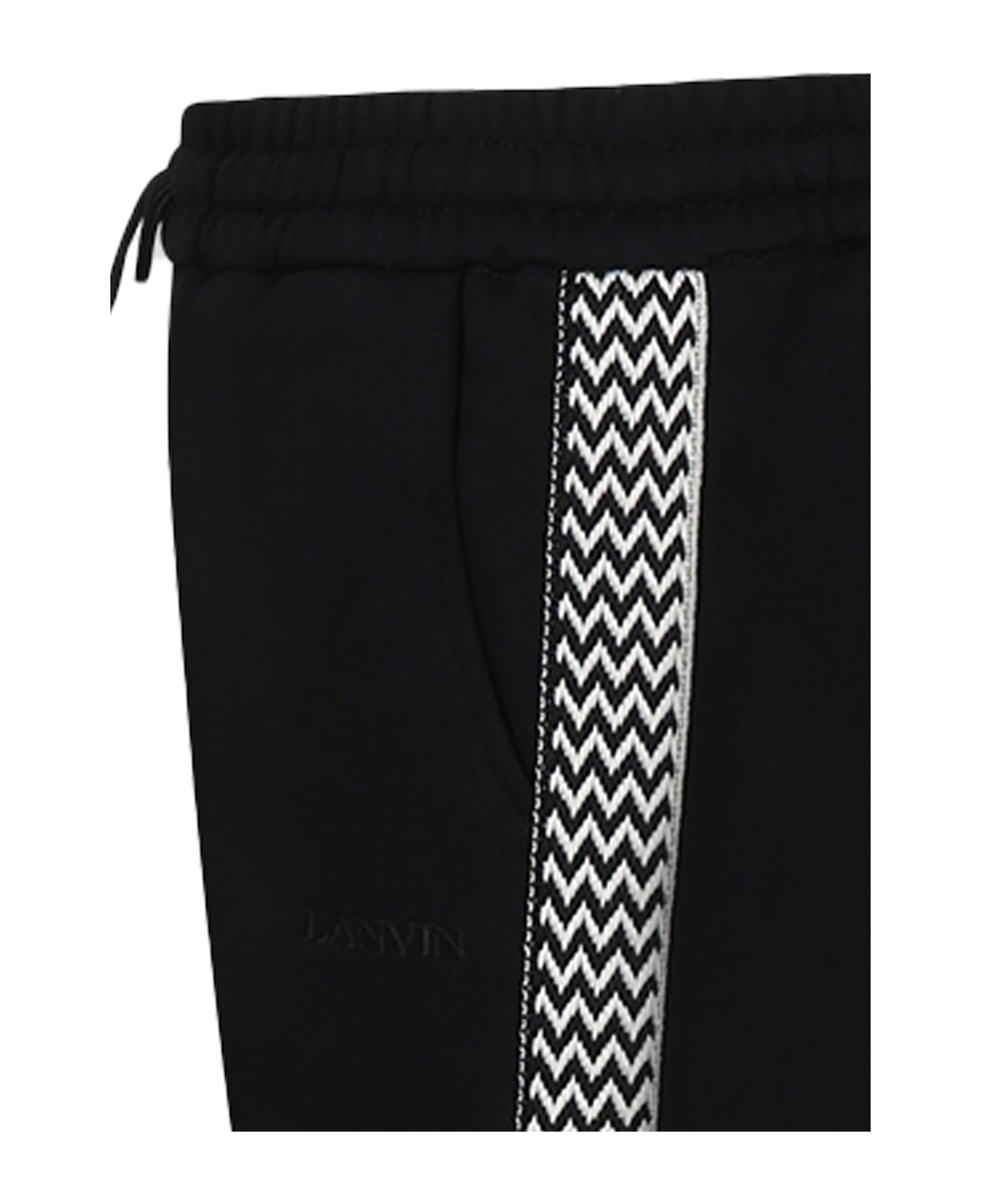 Lanvin Black Trousers For Boy With Logo - Black