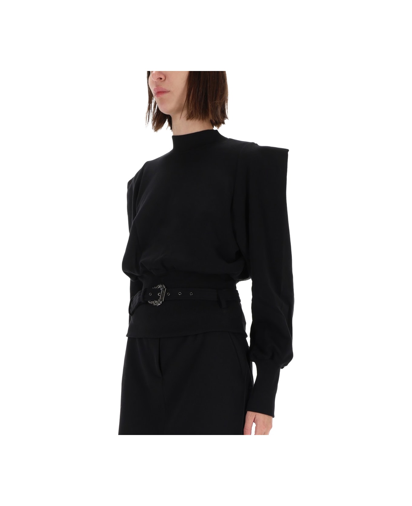 Versace Jeans Couture Sweatshirt With Draped Shoulders - BLACK