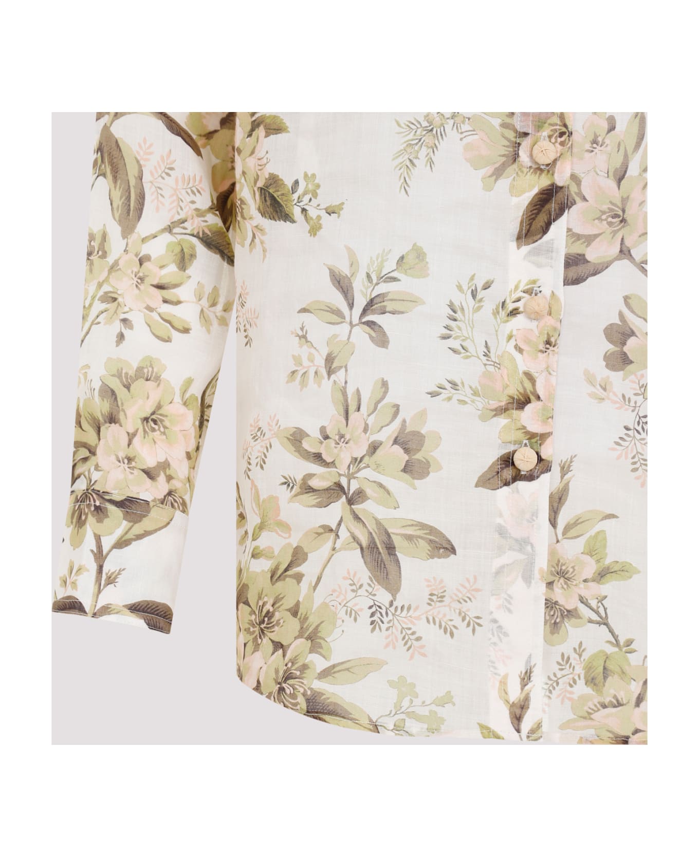 Zimmermann Golden Manstyle Shirt - Sage Toile Floral