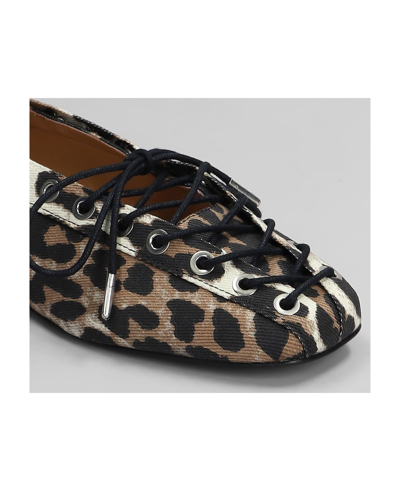 Ganni Ballet Flats In Animalier Cotton - Animalier