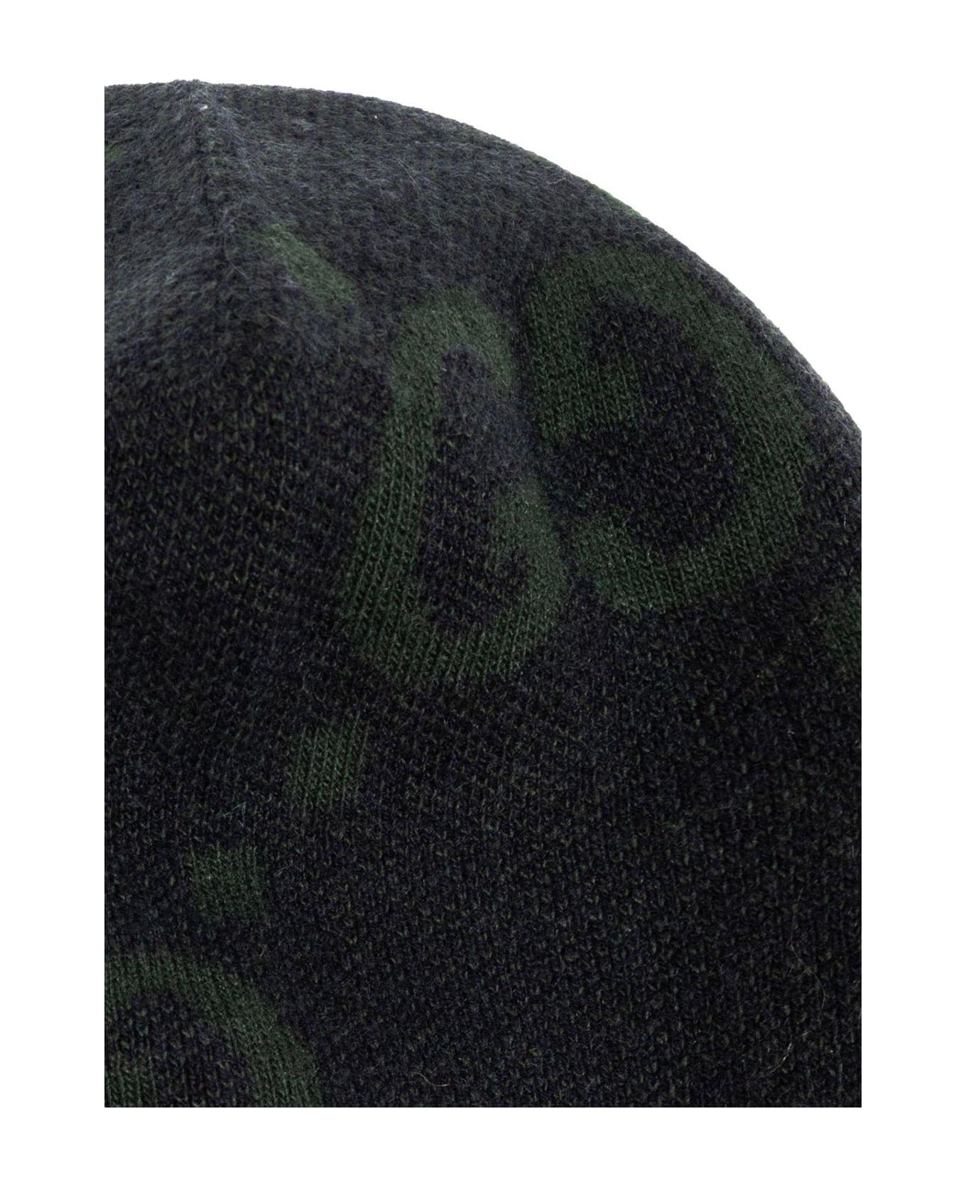 Gucci Monogram Knitted Beanie - Navy/dark green