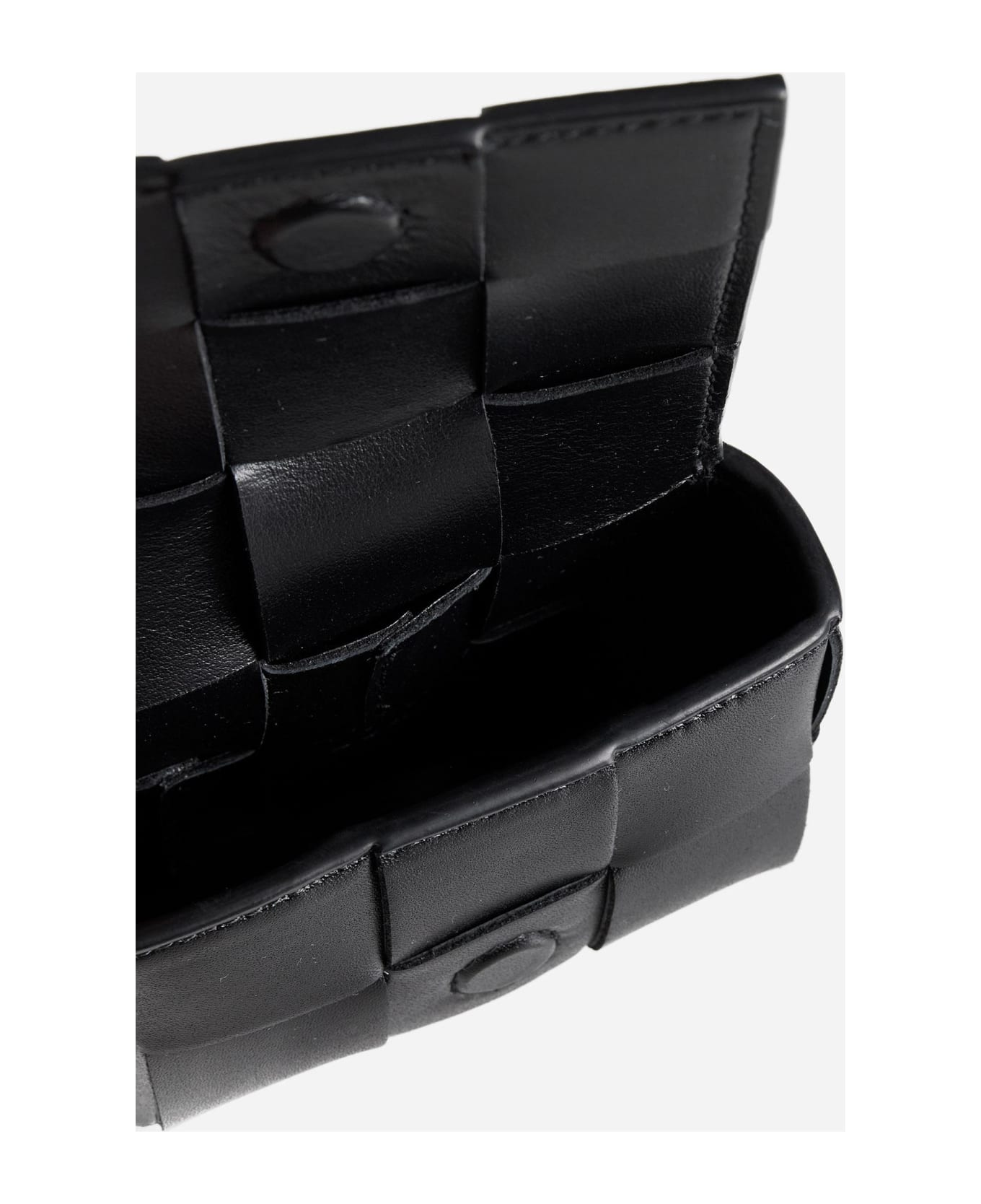 Bottega Veneta Cassette Leather Airpods Case - BLACK