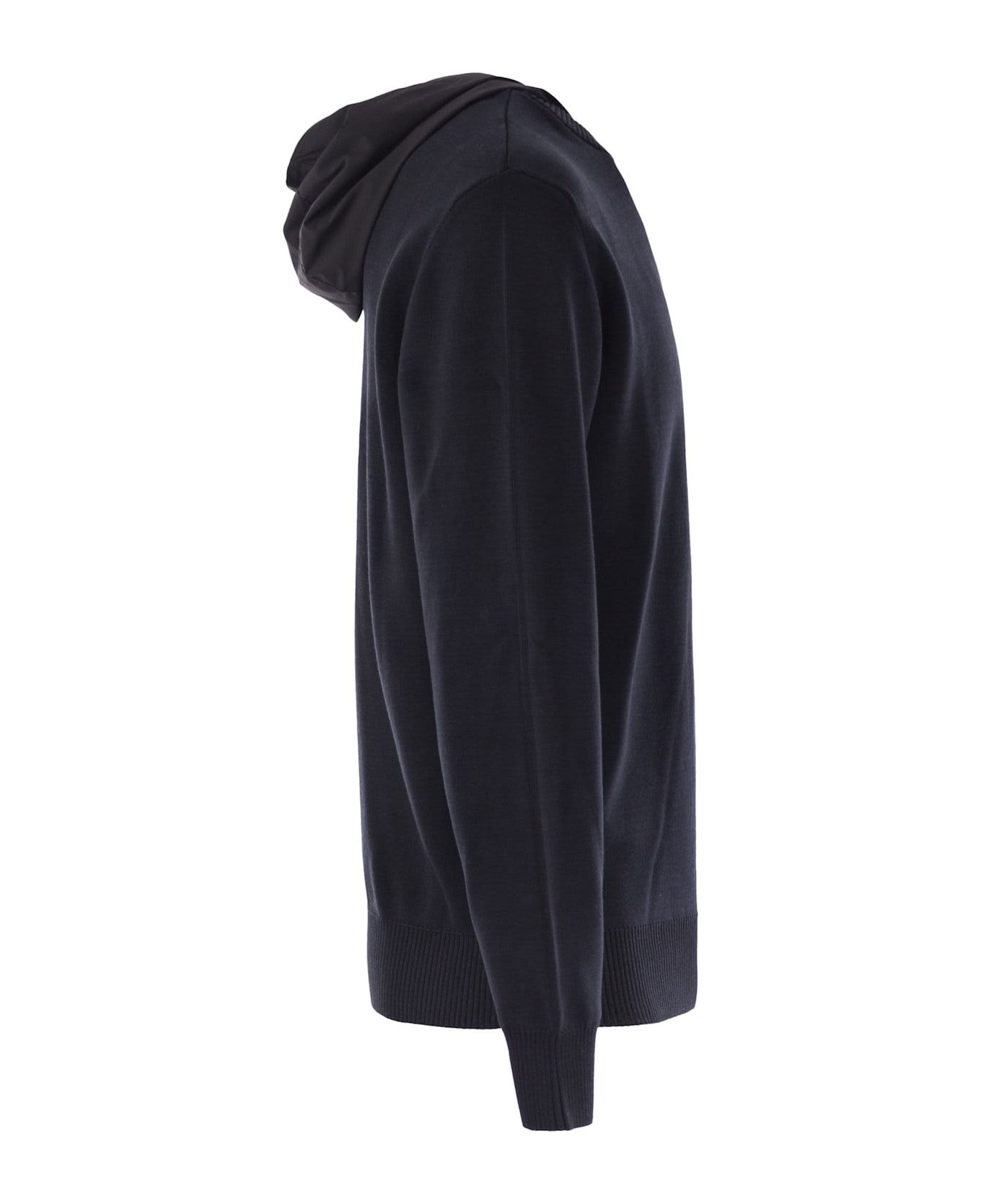 Herno Resort Double Cotton Knit And Nylon Hoodie - Blue