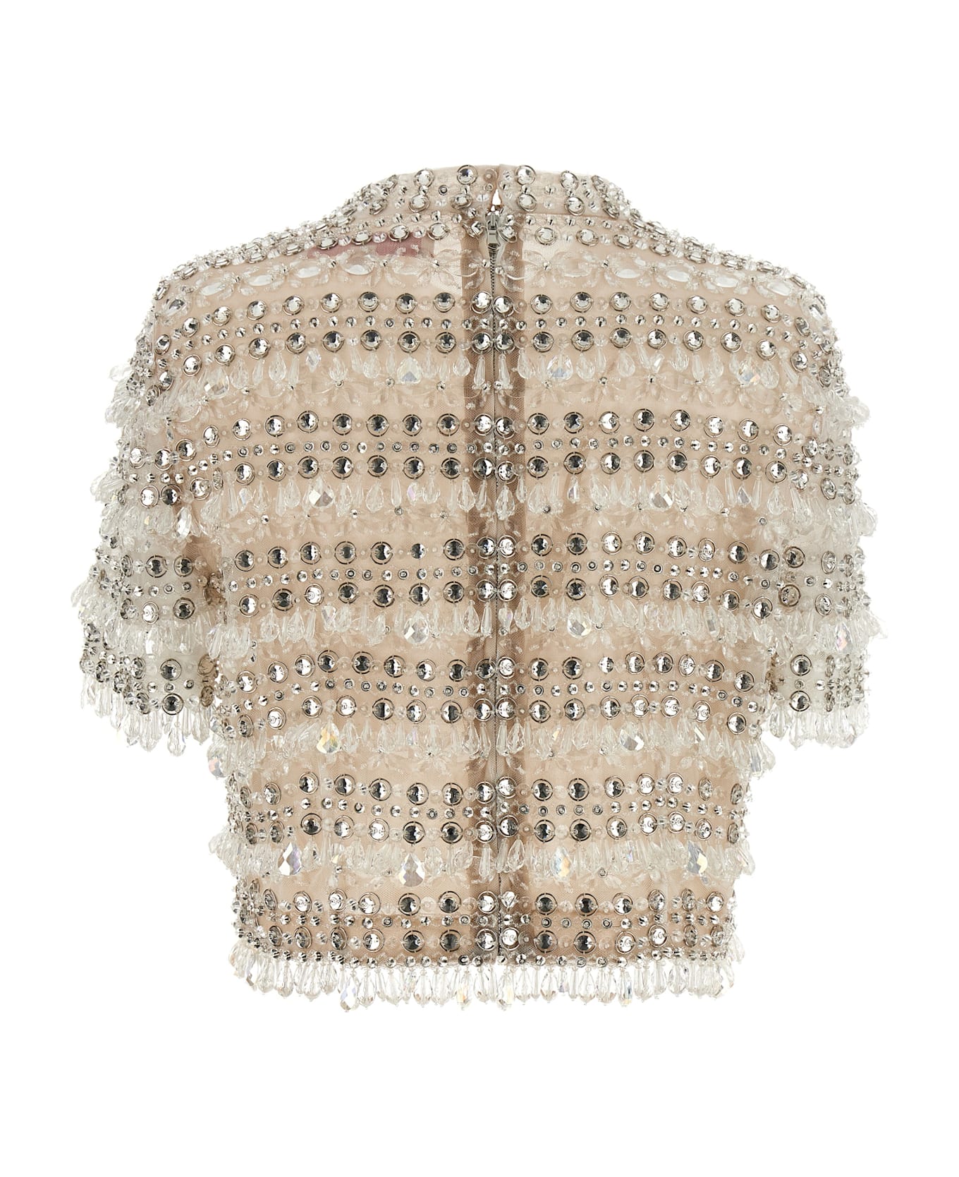 Carolina Herrera 
crystal-embroidered Crop
 Top - Beige
