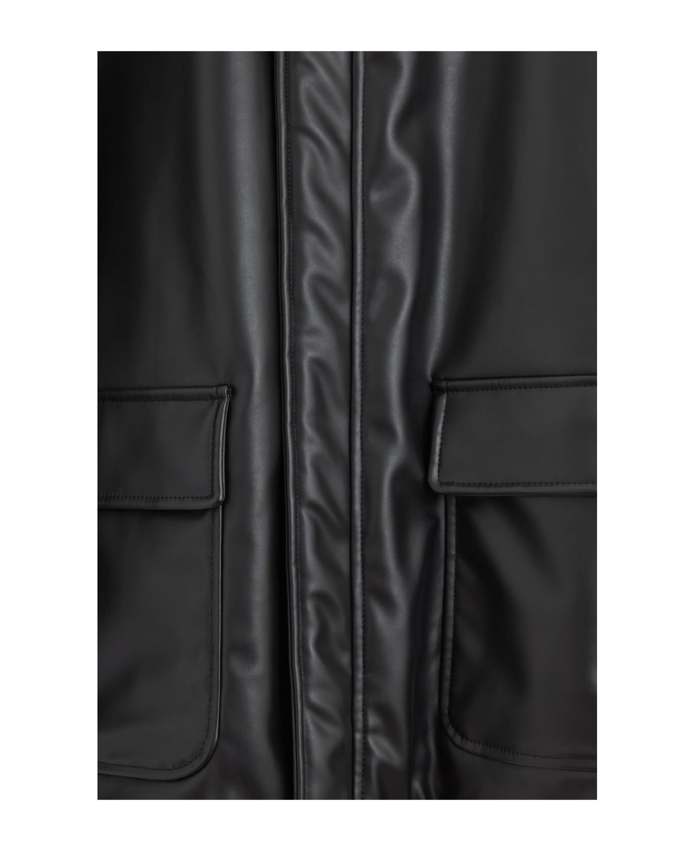 MM6 Maison Margiela Leather Car-coat - black