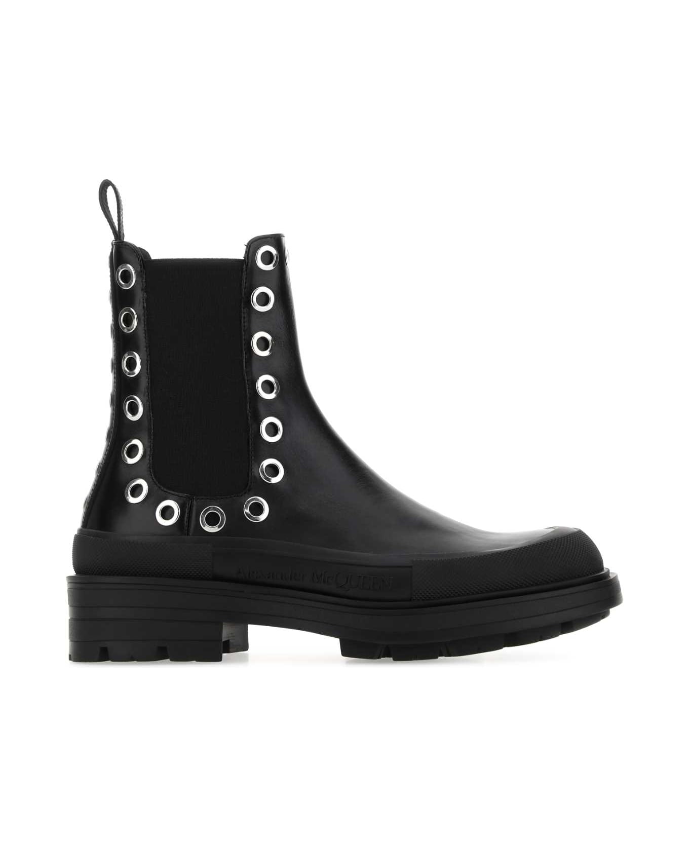 Alexander McQueen Black Leather Boxcar Ankle Boots - 1081