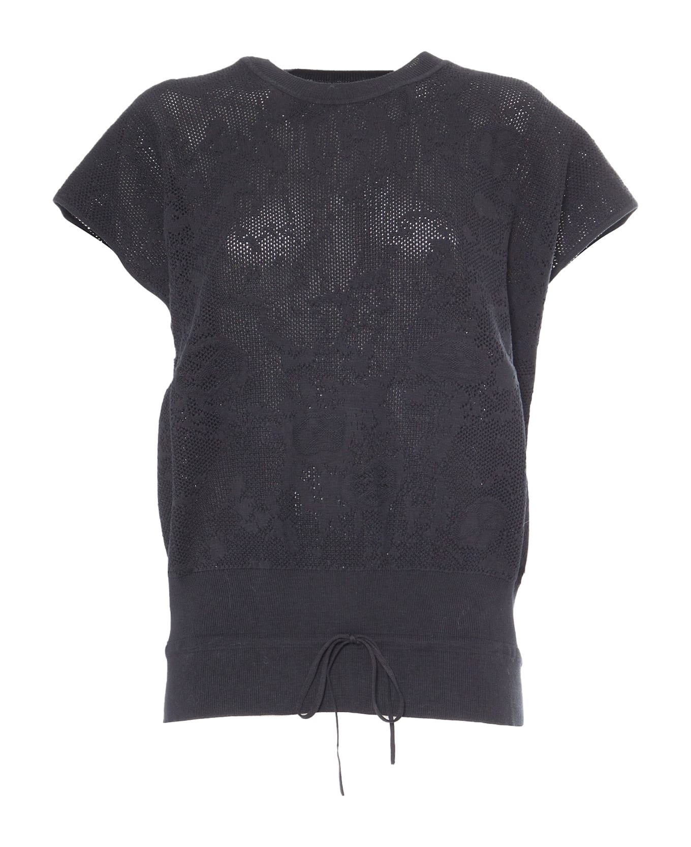 Fabiana Filippi Cotton Jacquard Crewneck Vest - BLACK