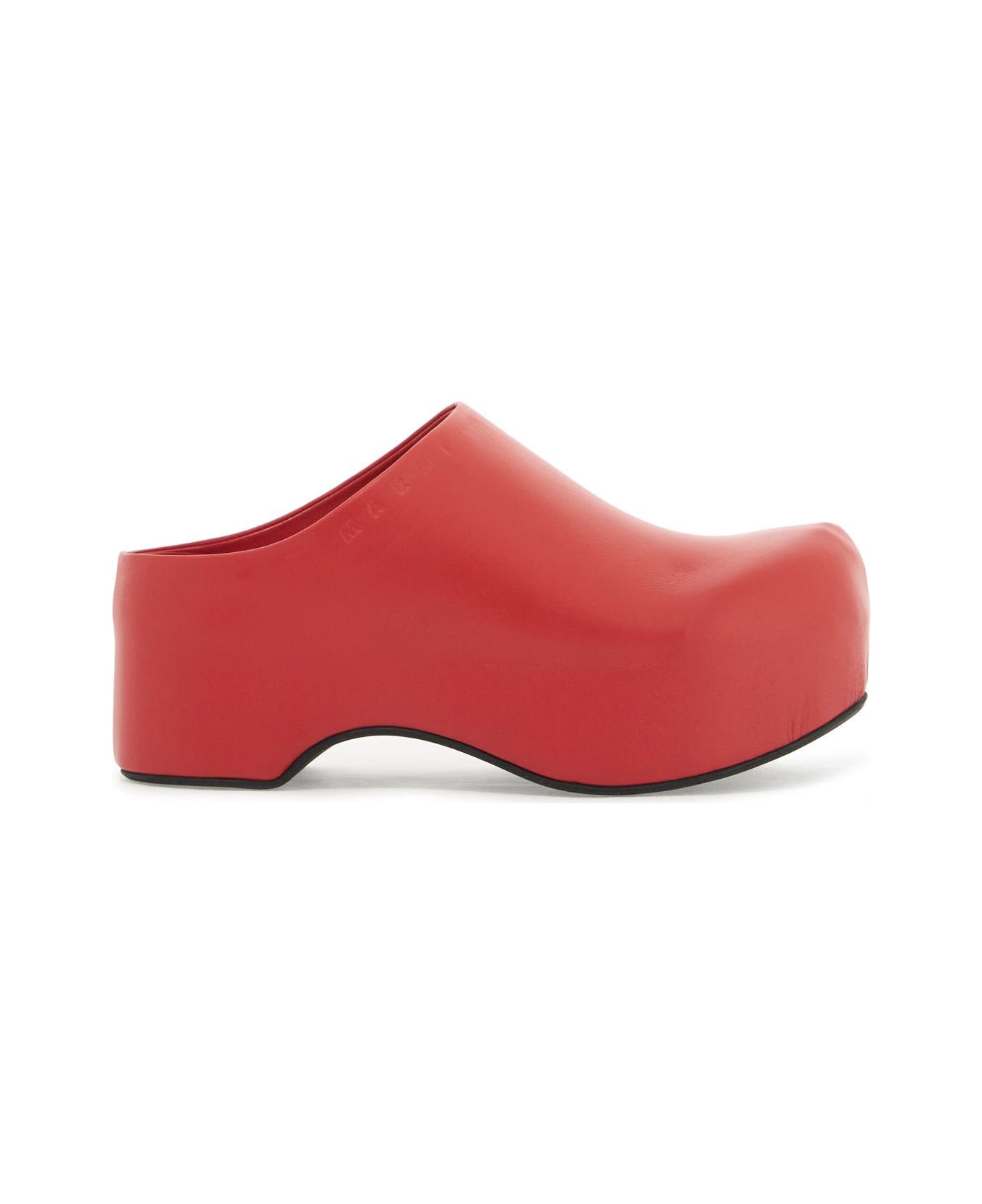 Marni Red Leather Sabots - TULIP (Red)