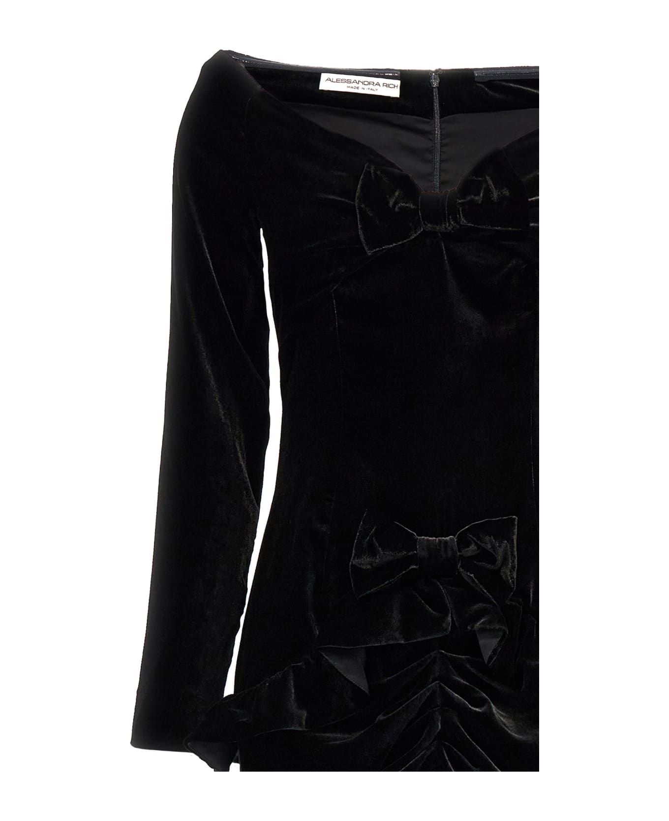 Alessandra Rich Velvet Off The Shoulder Dress - Black  