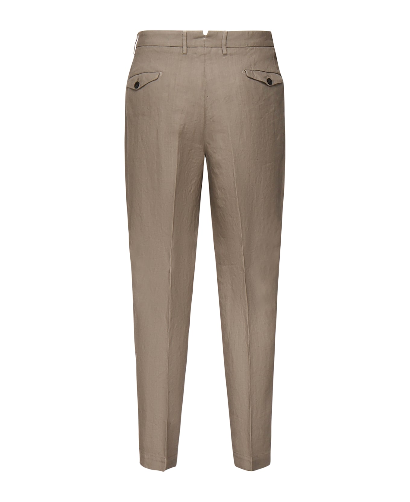 Santaniello Linen Pleated Trousers - Beige