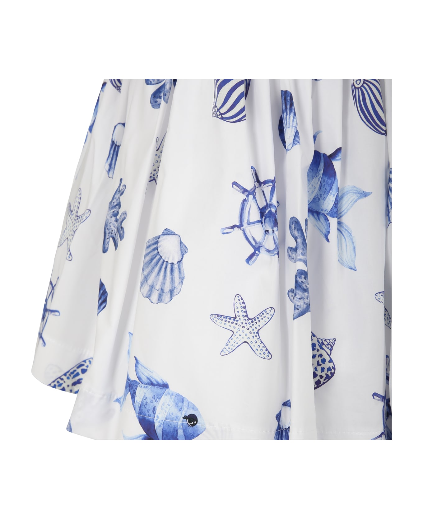 Monnalisa White Skirt For Girl With Shells Print - White