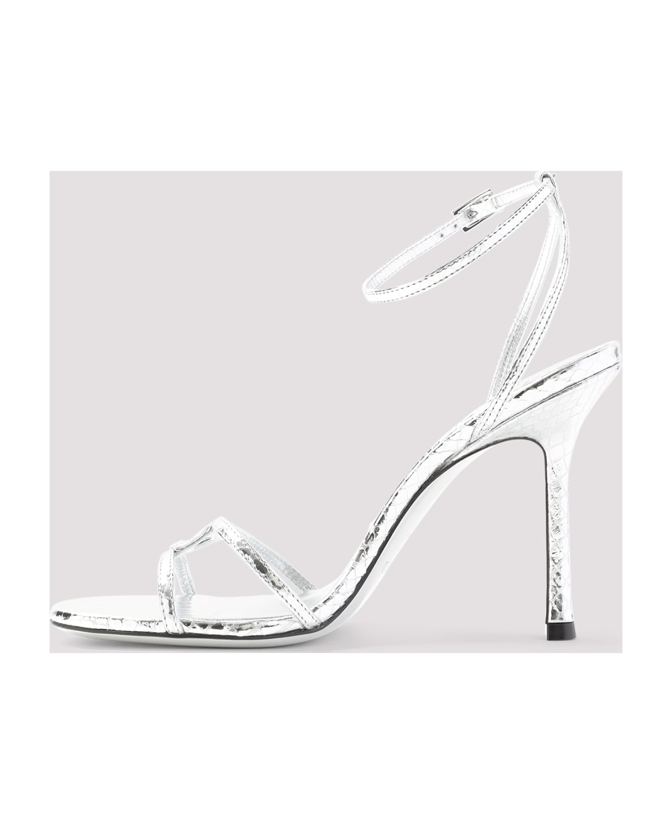 Jimmy Choo 1998 Leo Candy Wrap Leather Sandals - Silver