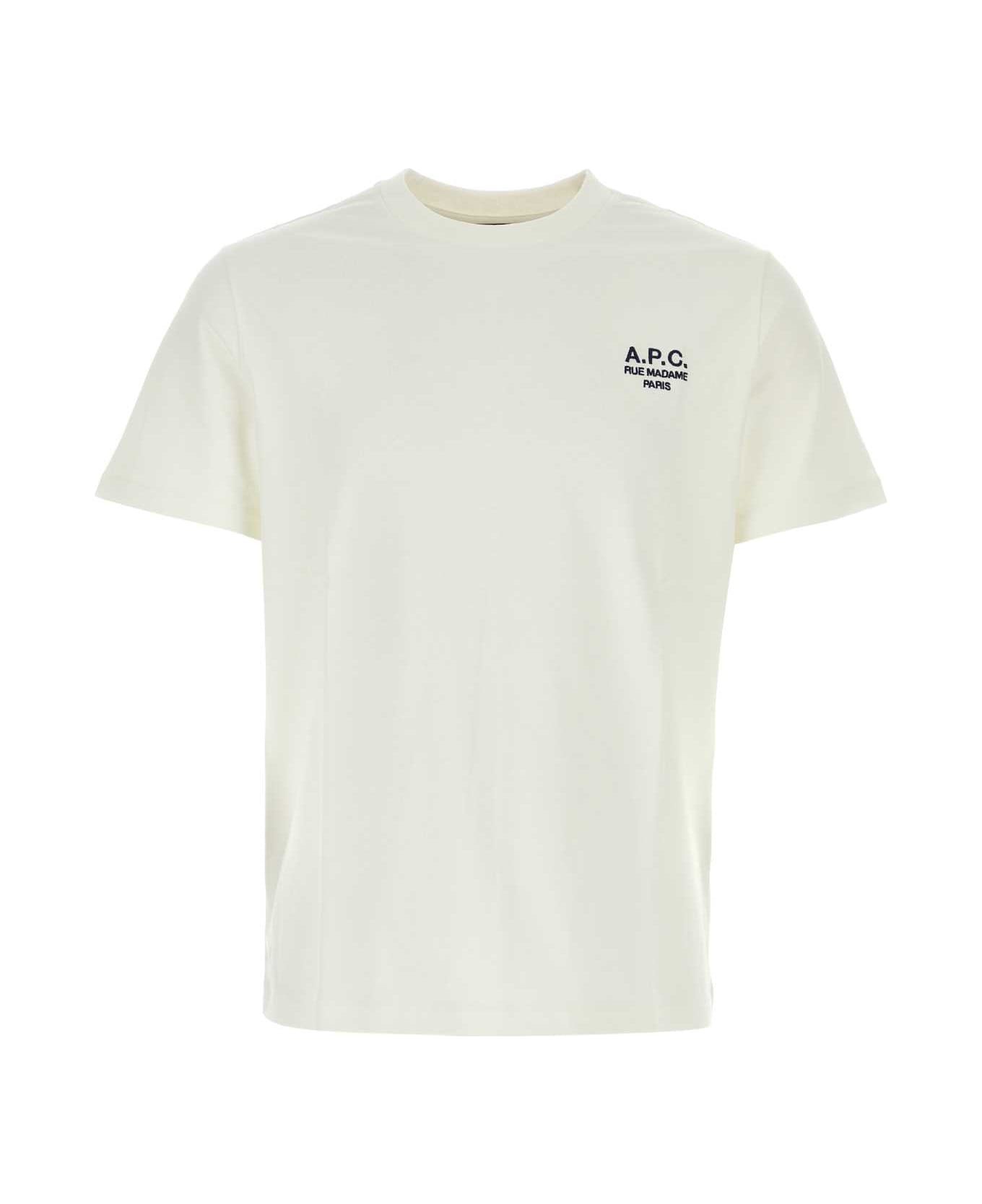 A.P.C. White Cotton T-shirt - BLANCDARKNAVY