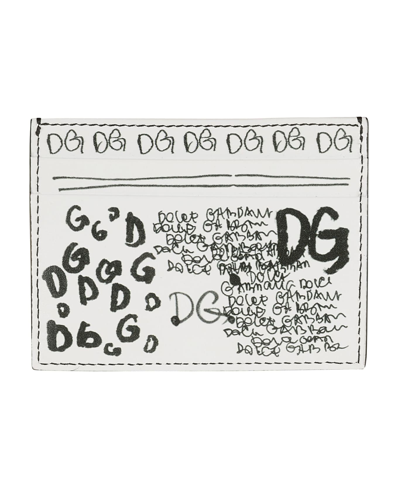 Dolce & Gabbana Graffiti Printed Card Holder - White/Black