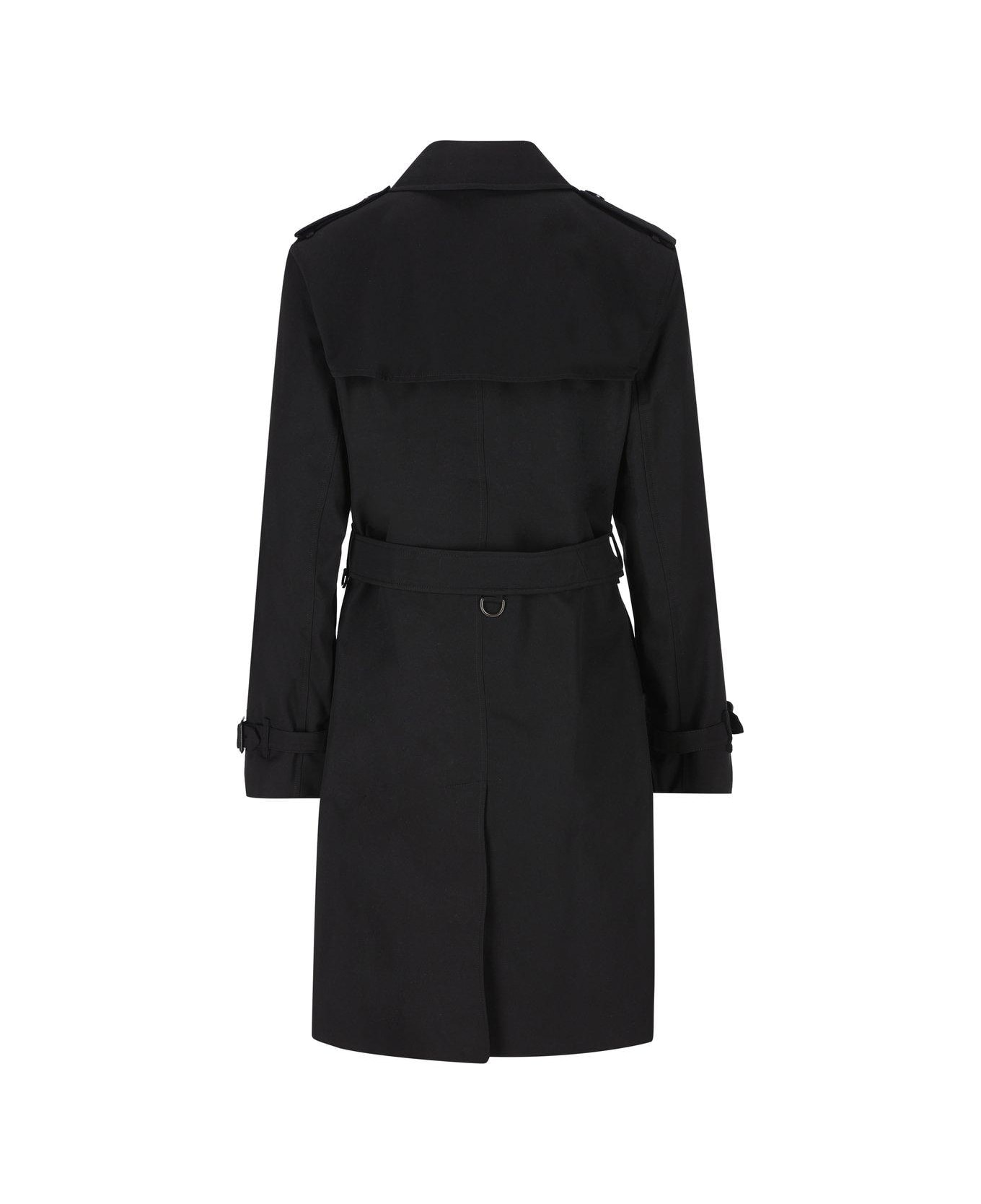Burberry Double Breasted Belted Trench Coat - BLACK レインコート