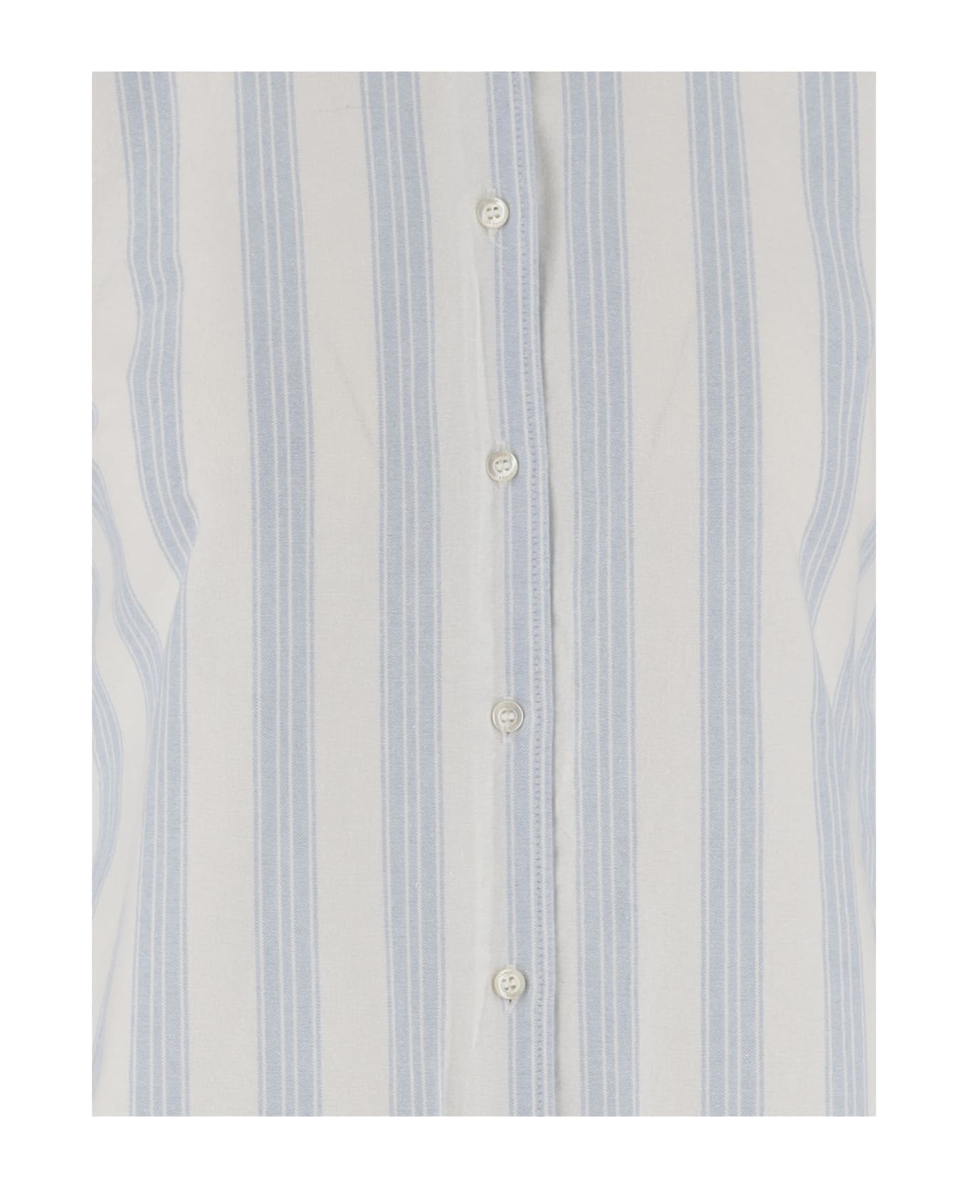 Aspesi Cotton Shirt With Striped Pattern - Clear Blue シャツ