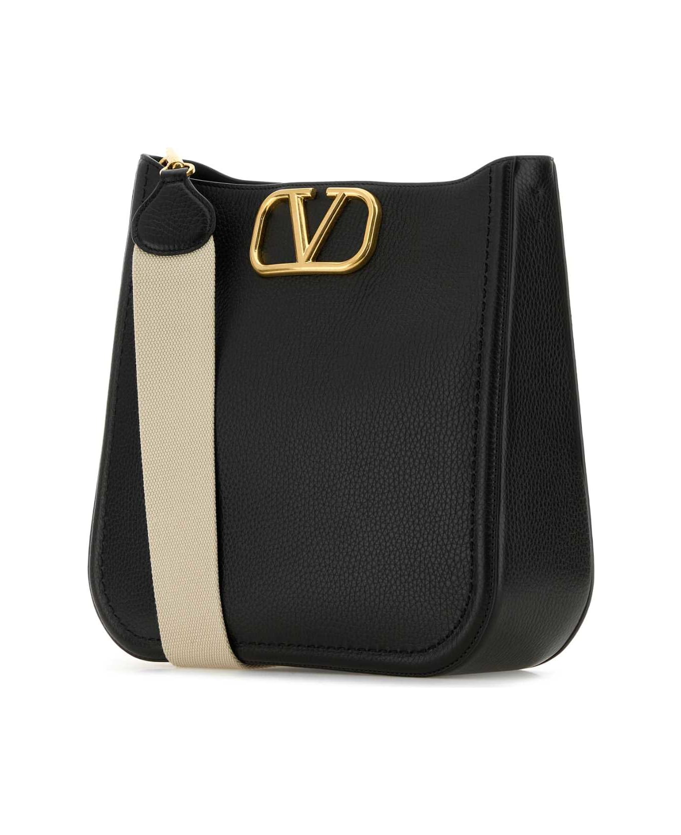 Valentino Garavani Black Leather Alltime Shoulder Bag - NEROSABBIA