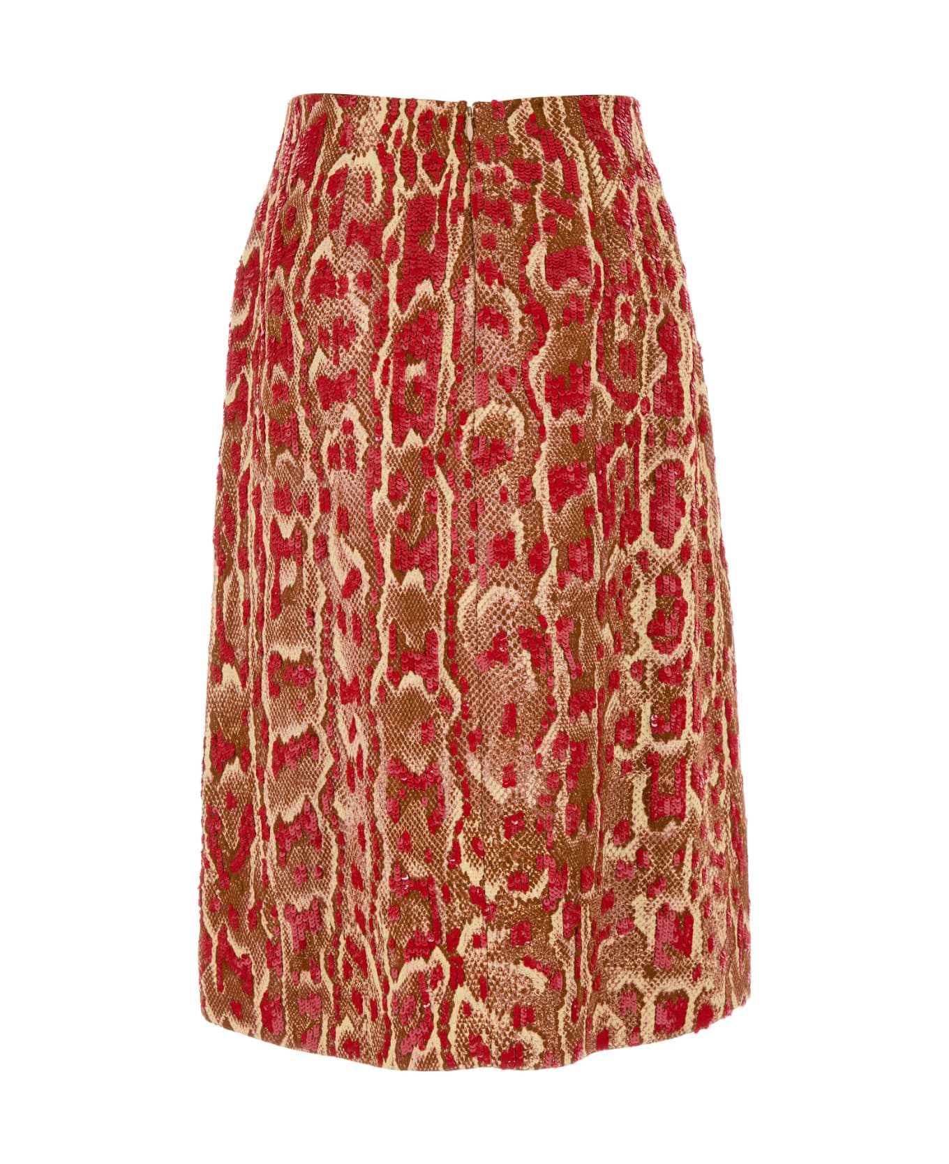 Dries Van Noten Printed Viscose Blend Shera Skirt - BRIQUE