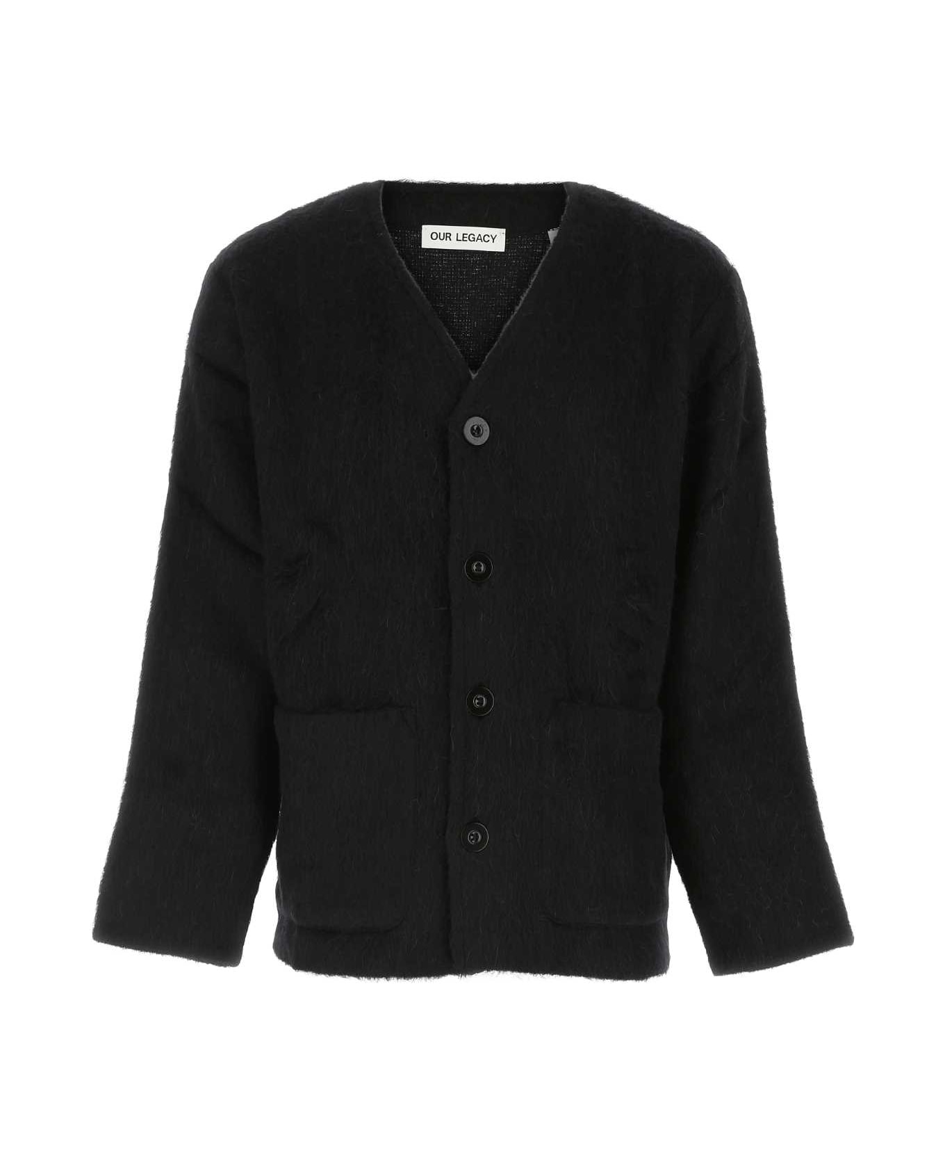 Our Legacy Black Wool Blend Cardigan - BLACKMOHAIR