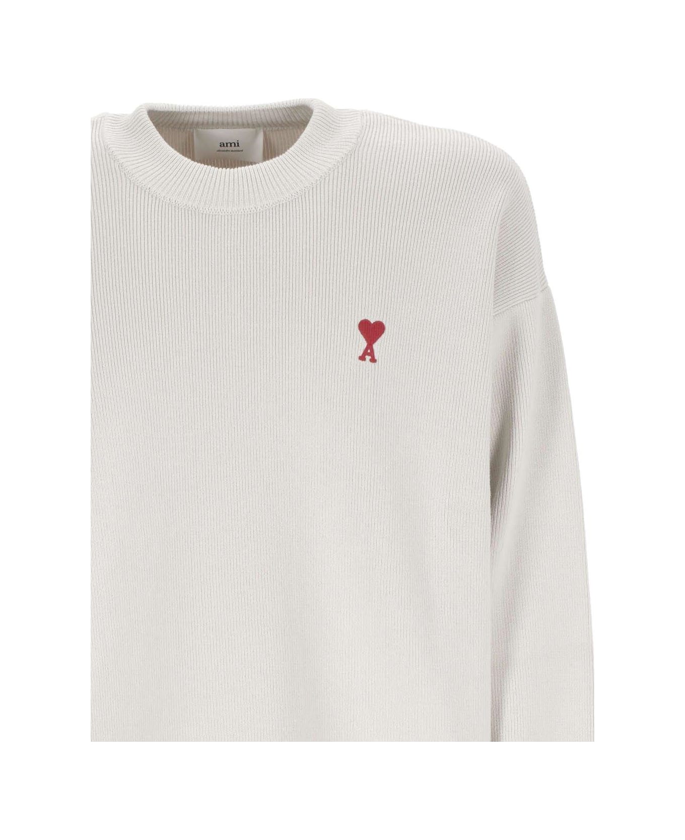 Ami Alexandre Mattiussi Paris De Coeur Logo Embroidered Knitted Jumper - Grey name:475