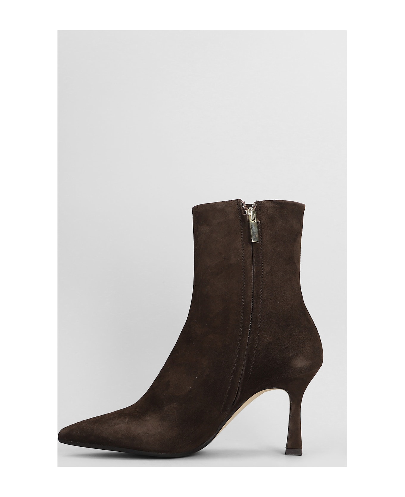 Julie Dee High Heels Ankle Boots In Dark Brown Suede - dark brown