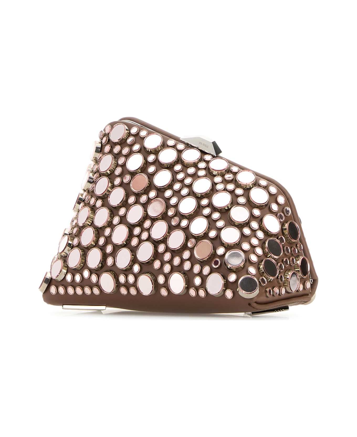 The Attico Embellished Leather Midnight Clutch - MUD