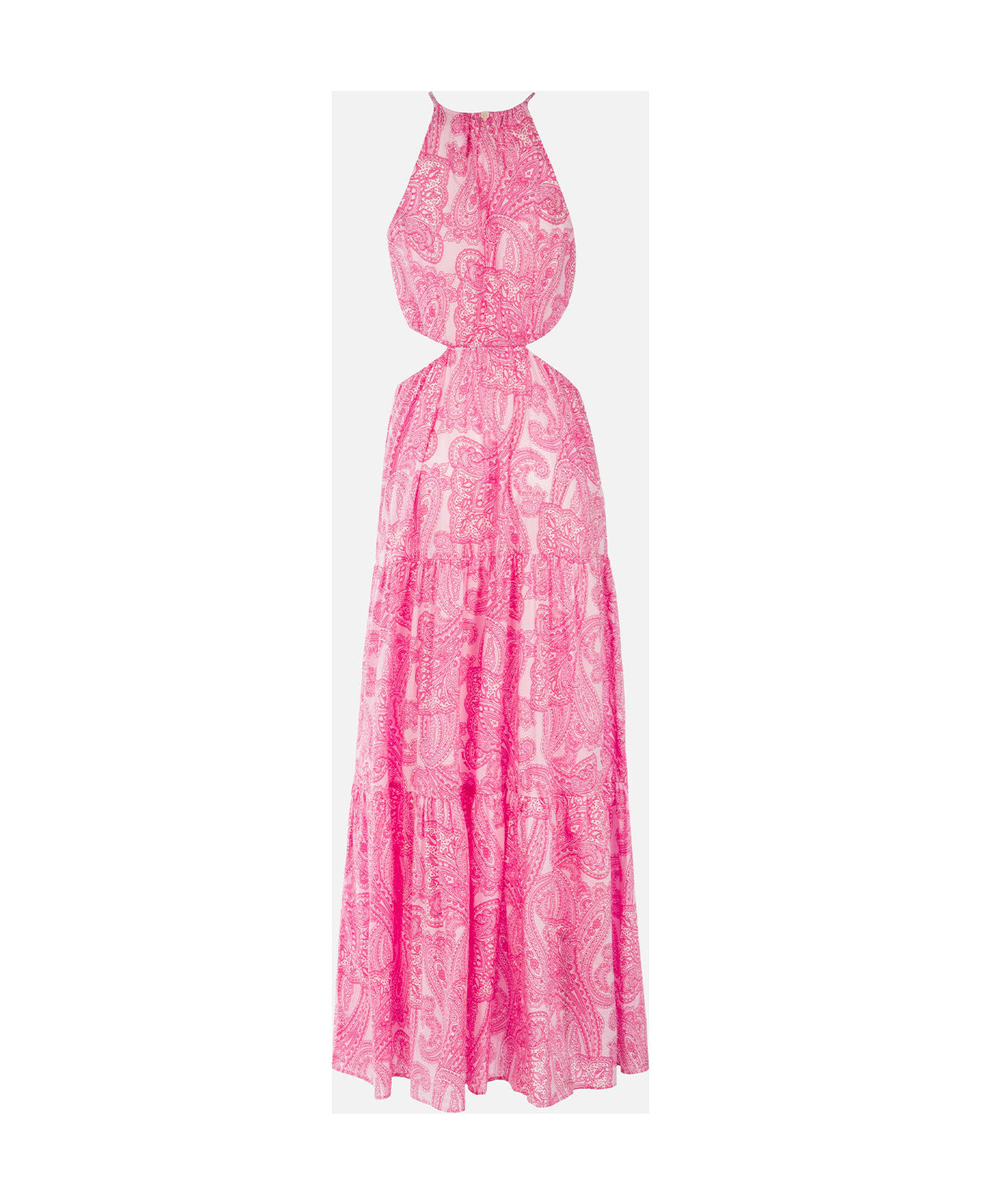 MC2 Saint Barth Woman Cut Out Long Dress Kaby With Paisley Print - PINK