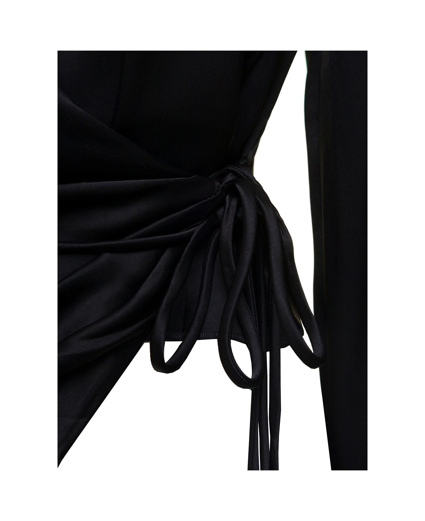 Nanushka Black Shirt With Cuban Collar In Satin Fabric Woman - Black