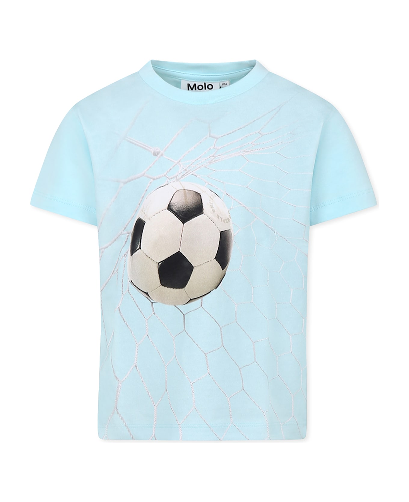Molo Light Blue T-shirt For Boy With Football Print - Light Blue