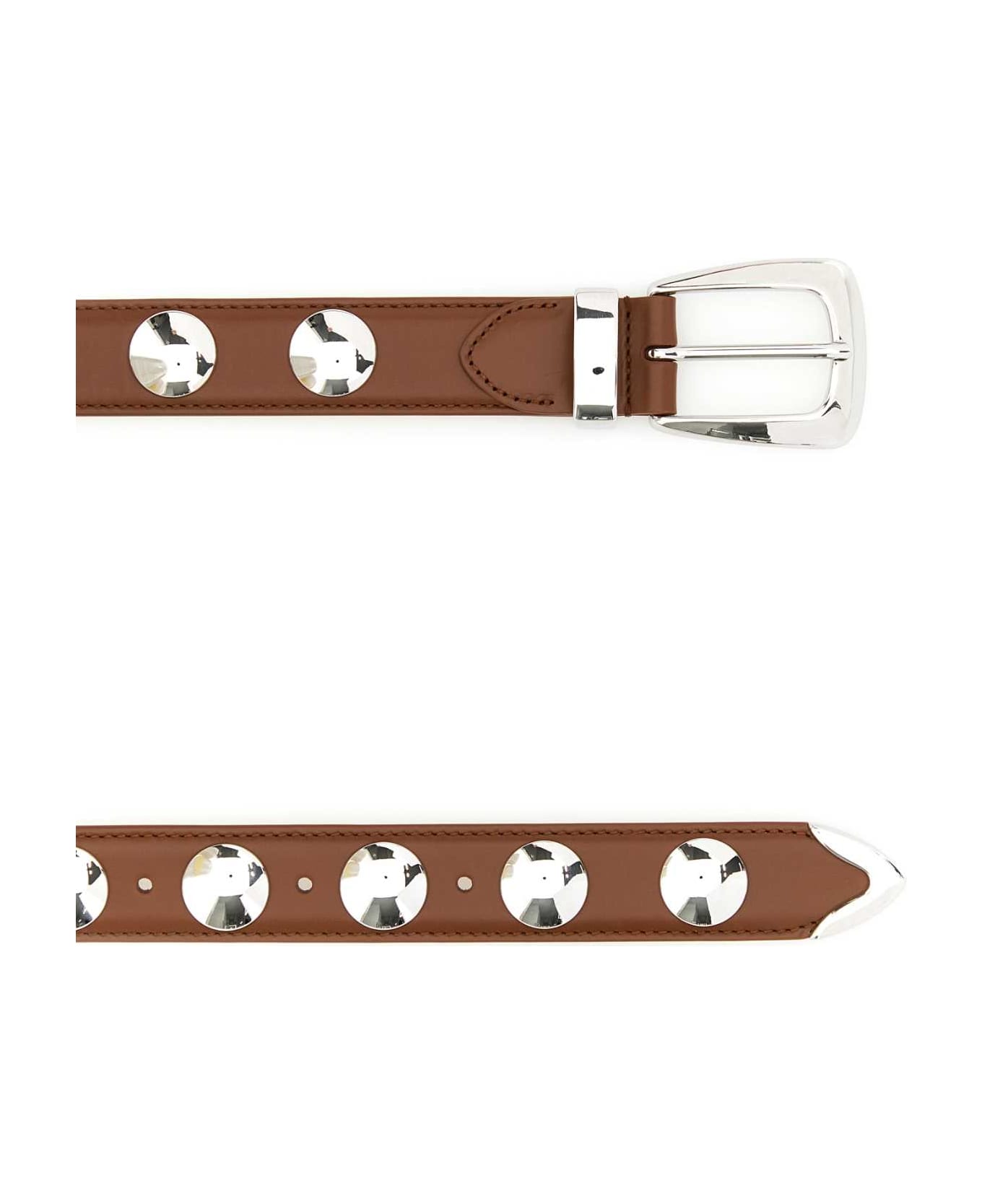 Khaite Biscuit Leather Benny Belt - BROWN