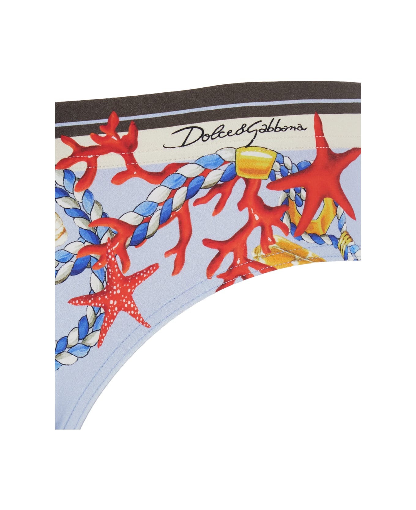 Dolce 
Gabbana Light Blue Swimsuit With All-over Print In Tech Fabric Man - Light blue