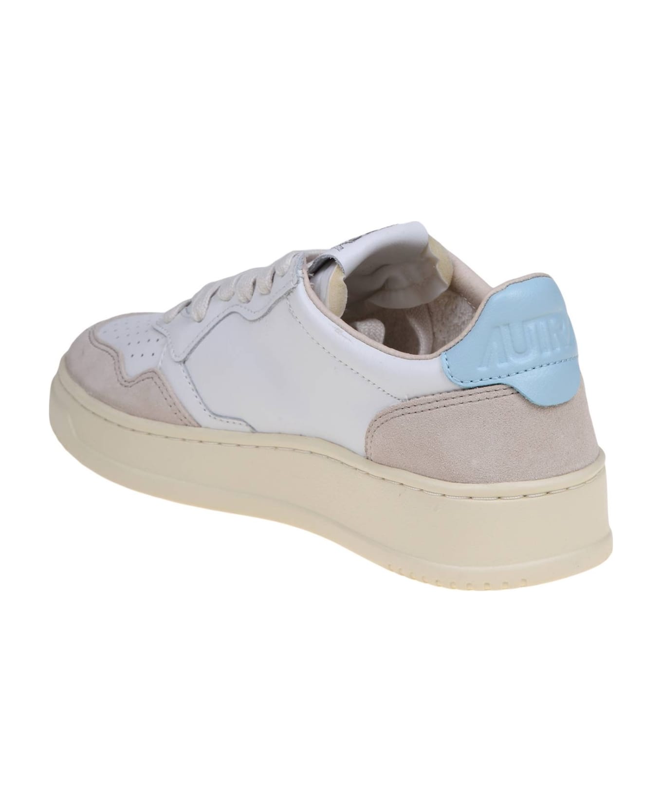 Autry White And Light Blue Leather Sneakers - Clear Blue スニーカー
