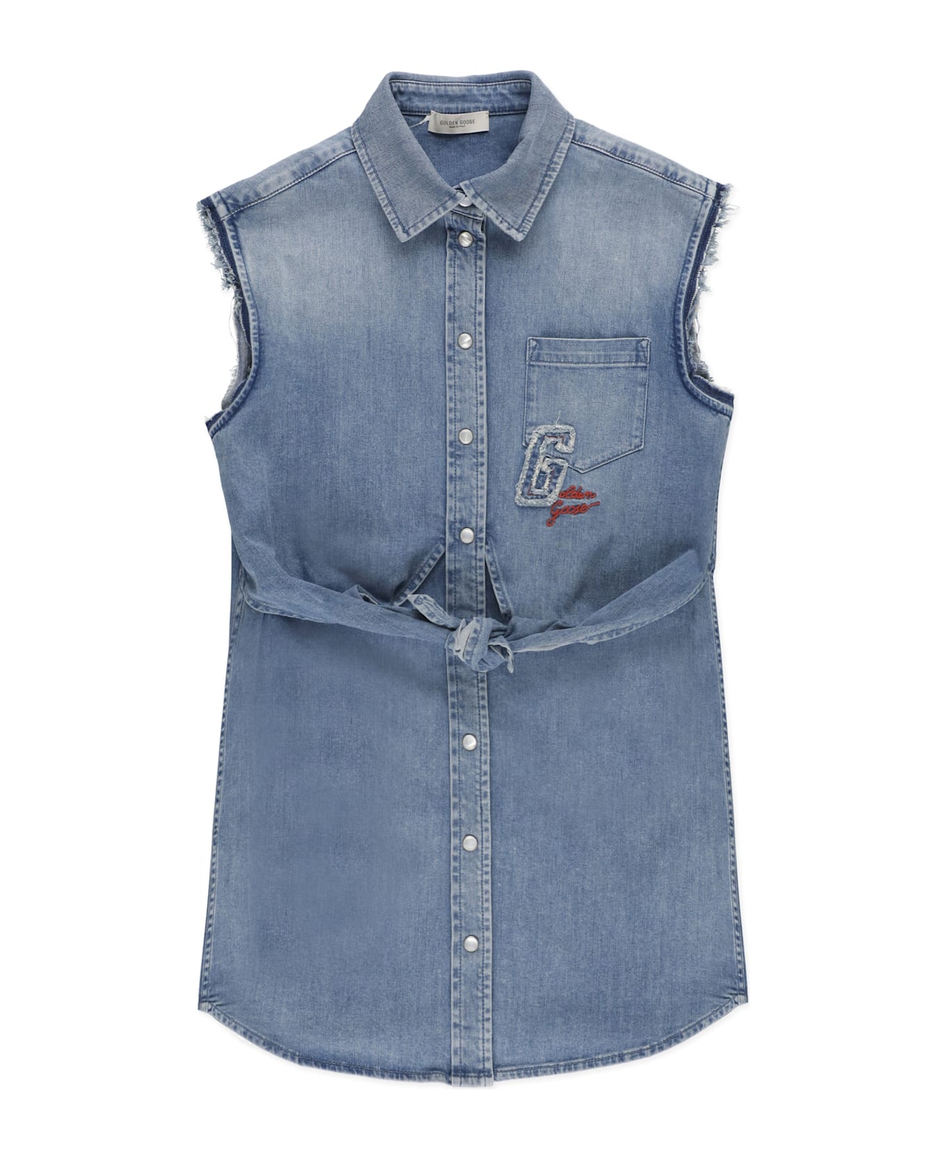 Golden Goose Denim Dress With Embroidery - Blue