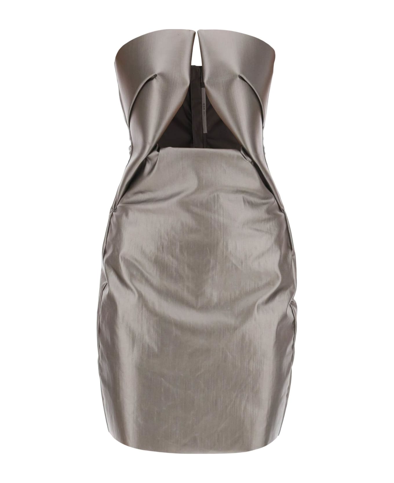 Rick Owens Prong Mini Dress In Silver Cotton - Grey