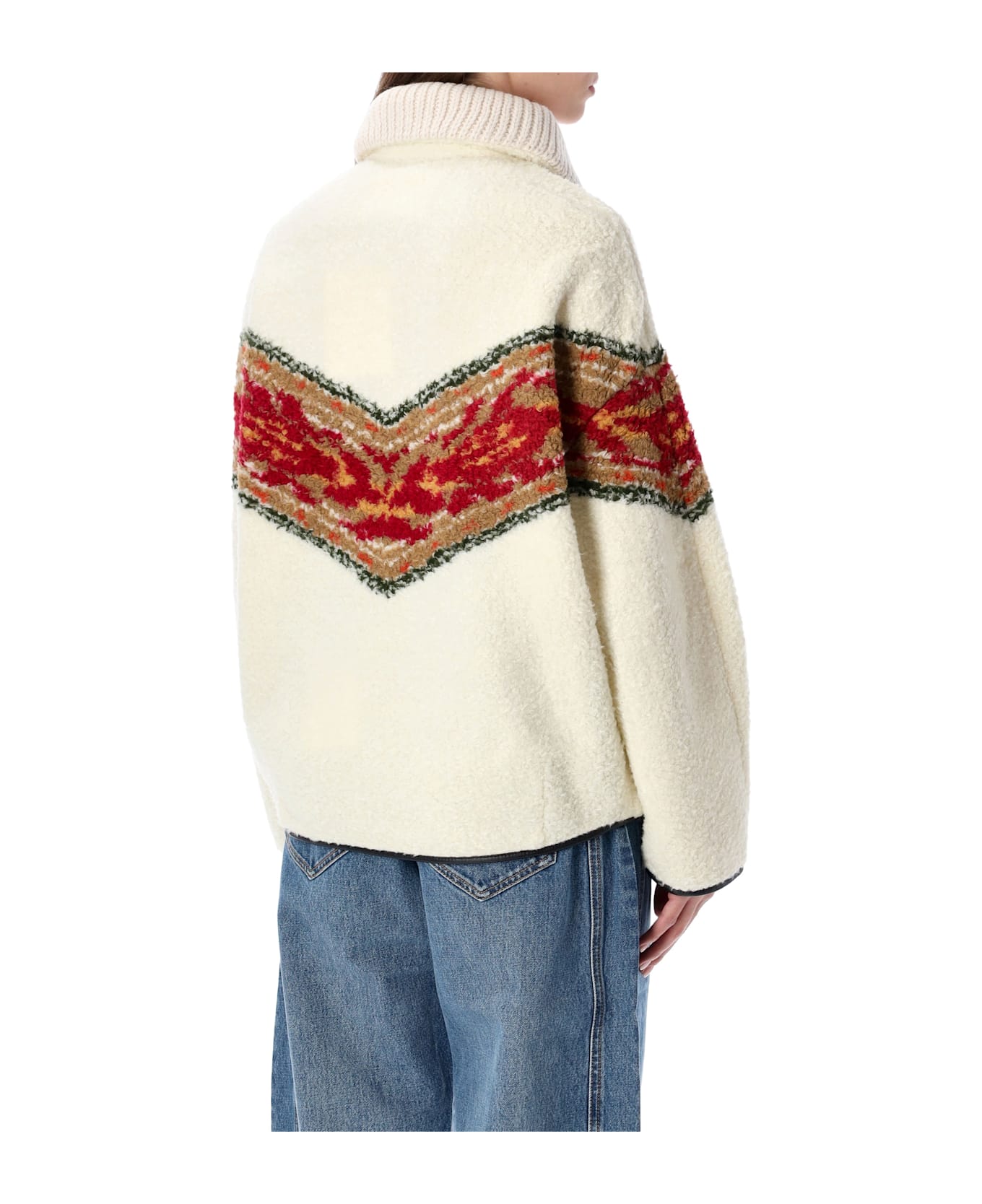 Marant Étoile Ivory Jacquard Fleece With High Collar - ECRU