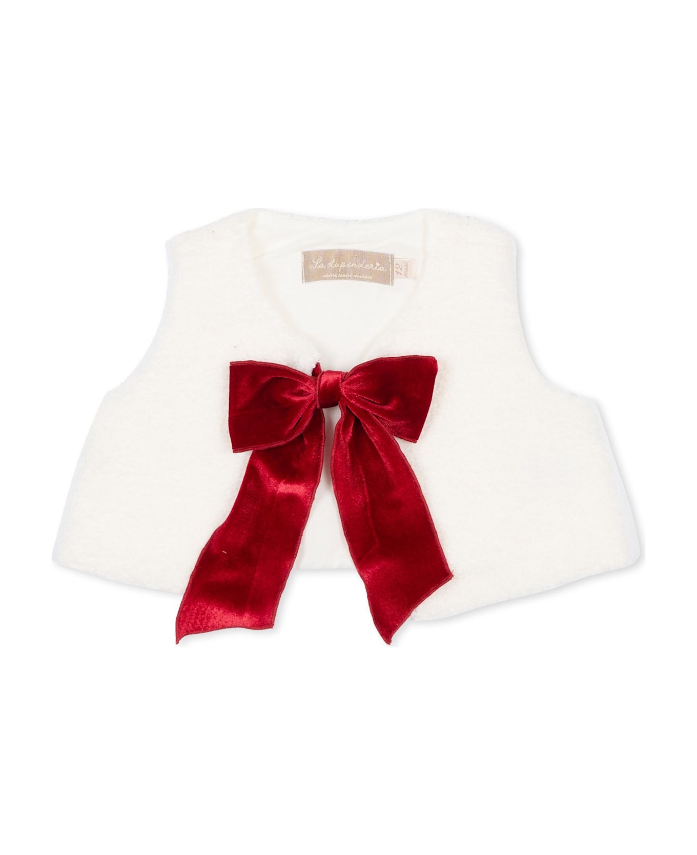 La stupenderia Ivory Vest For Baby Girl With Bow - Ivory