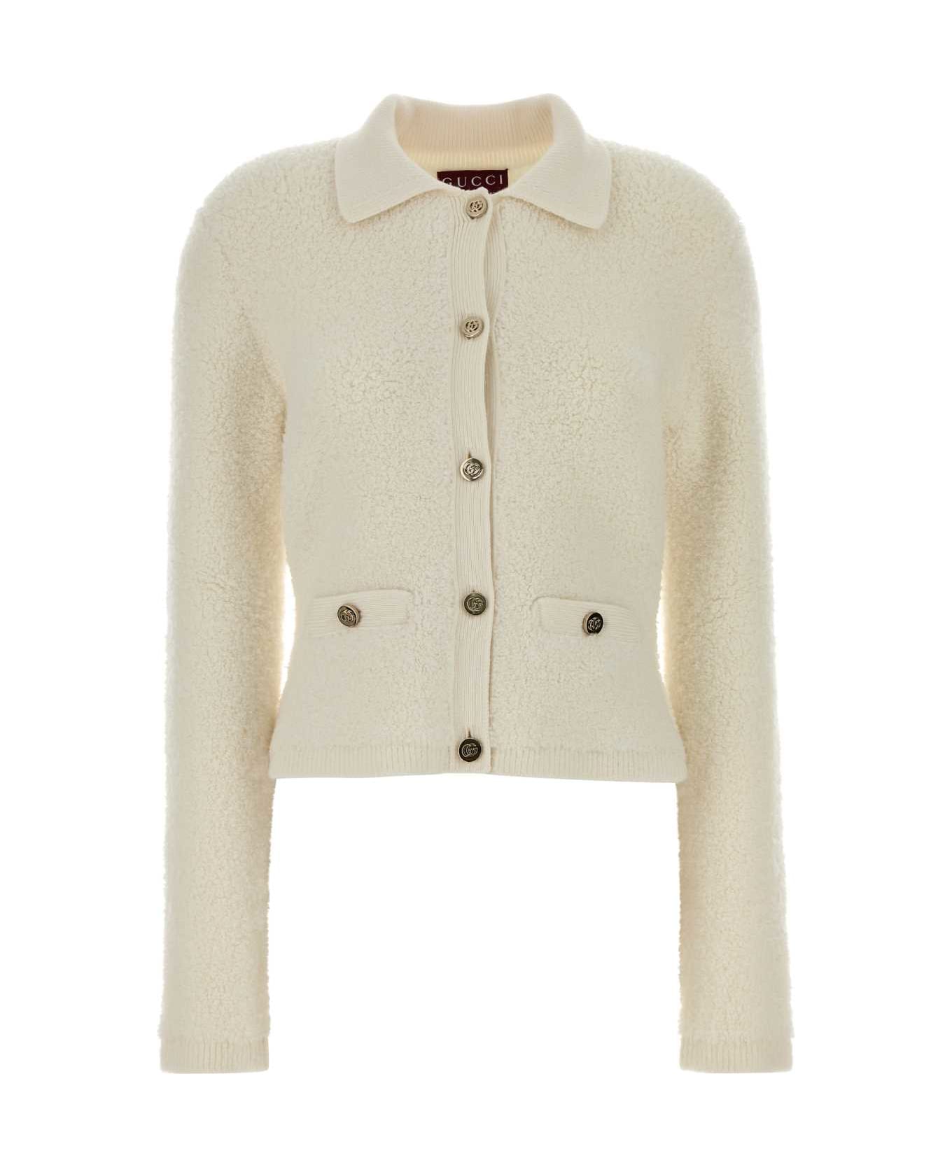 Gucci Ivory Boucle Cardigan - WHITE