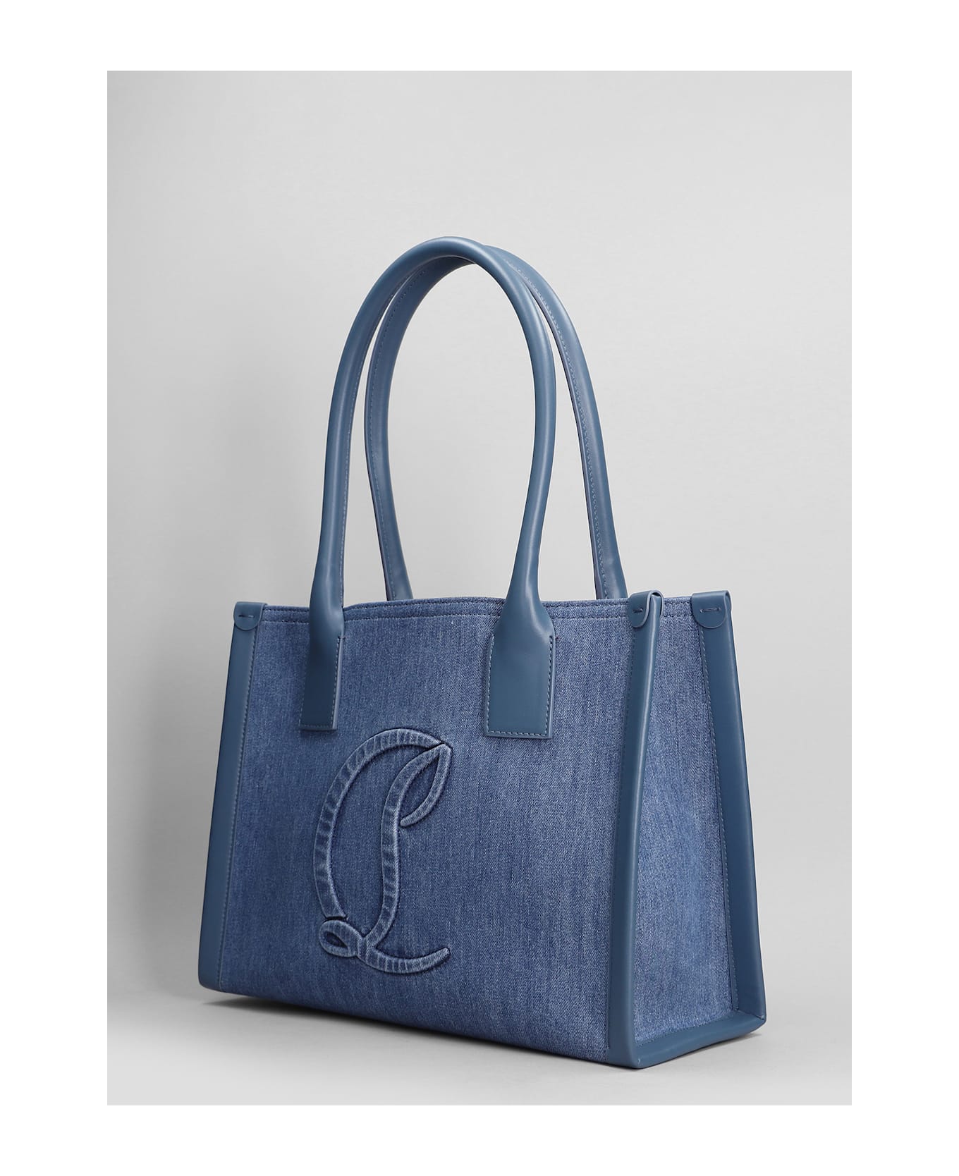 Christian Louboutin By My Side Small Tote In Blue Cotton - blue