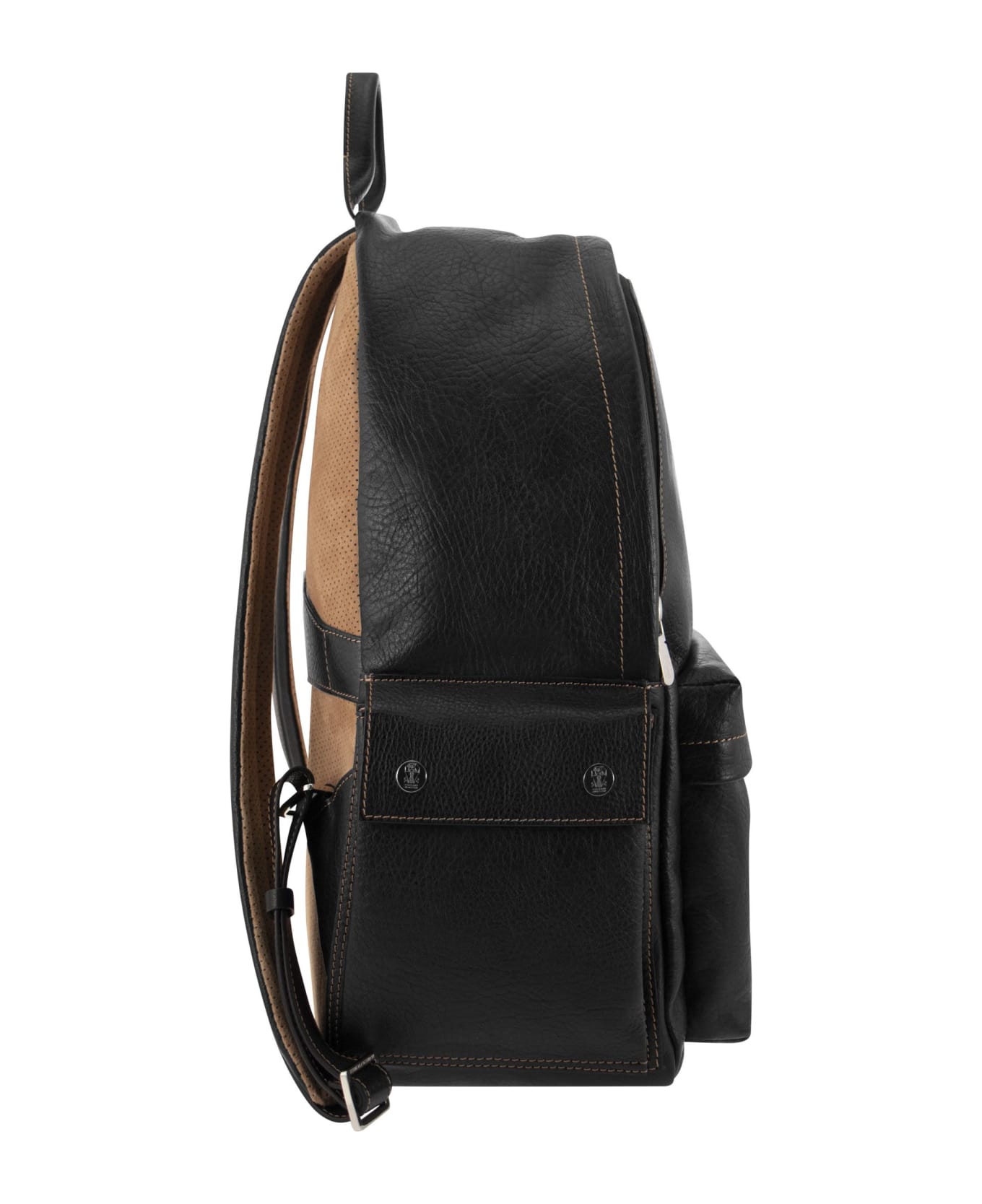 Brunello Cucinelli Backpack In Calfskin With Grain - Black