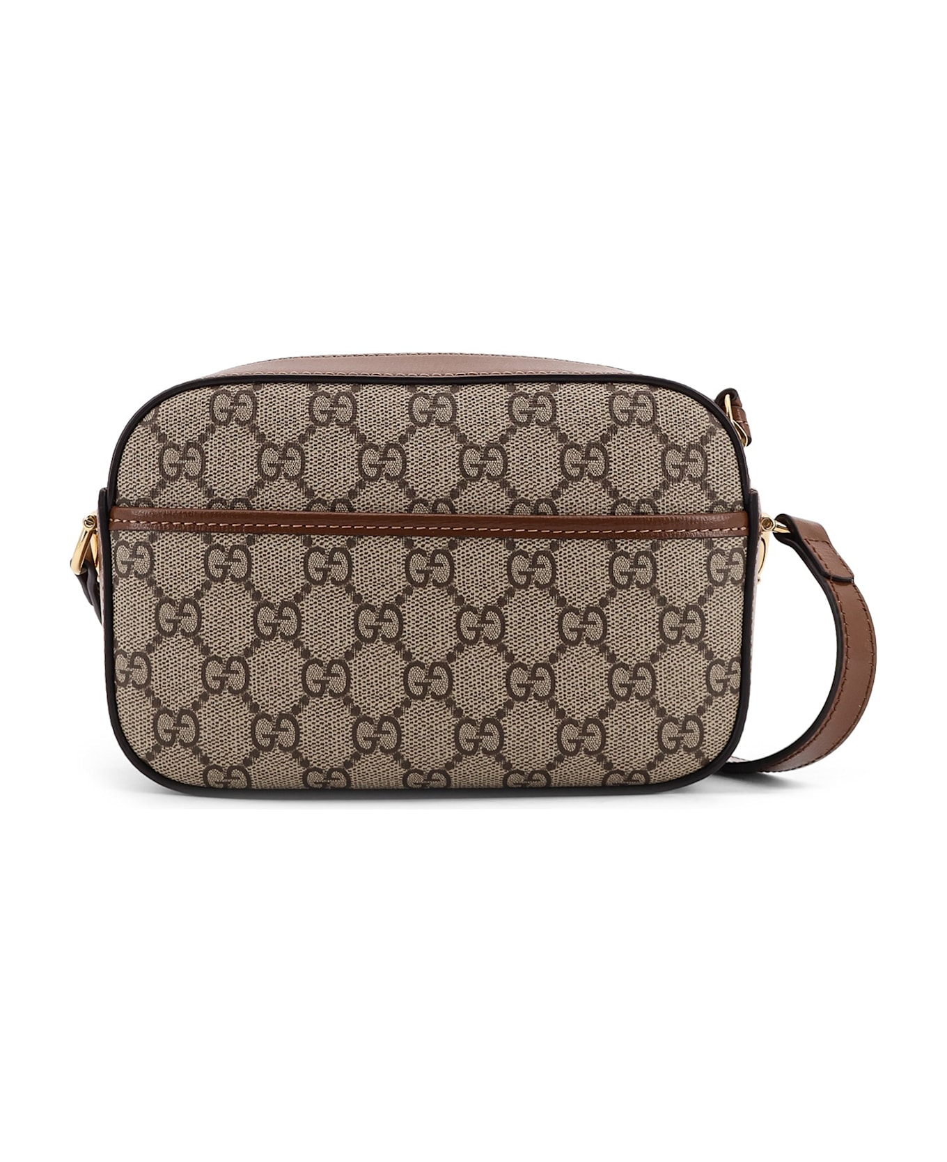 Gucci 1955 Horsebit Gg Supreme Fabric And Leather Shoulder Bag - Brown