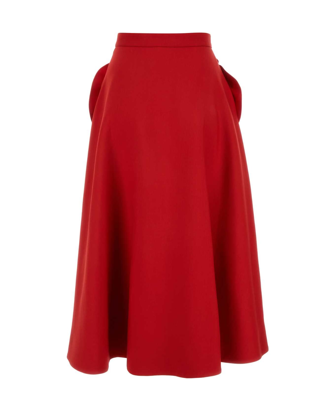 Valentino Garavani Red Crepe Couture Skirt - ROSSO