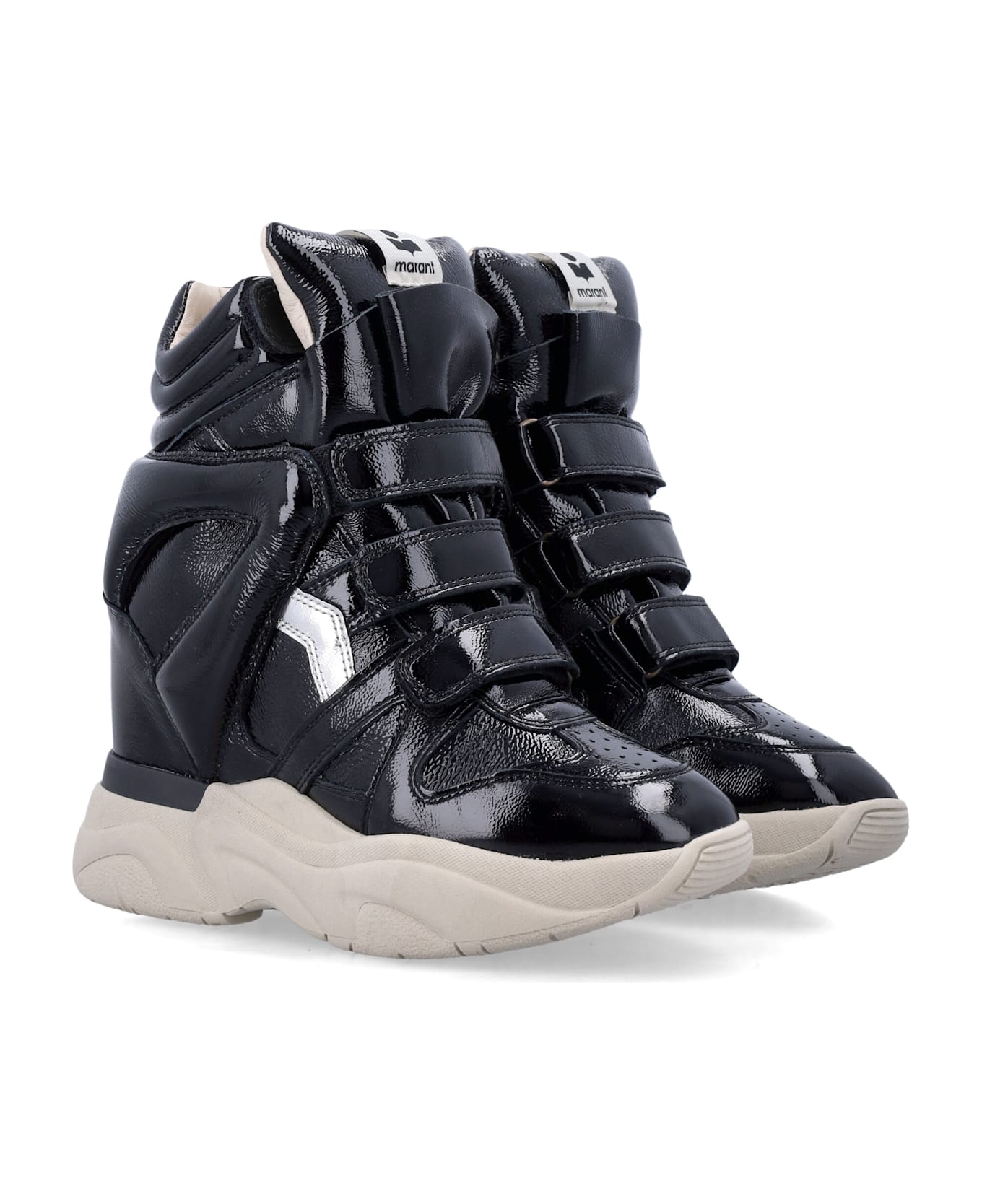 Isabel Marant Balskee Black Patent Wedge Sneakers - BLACK スニーカー