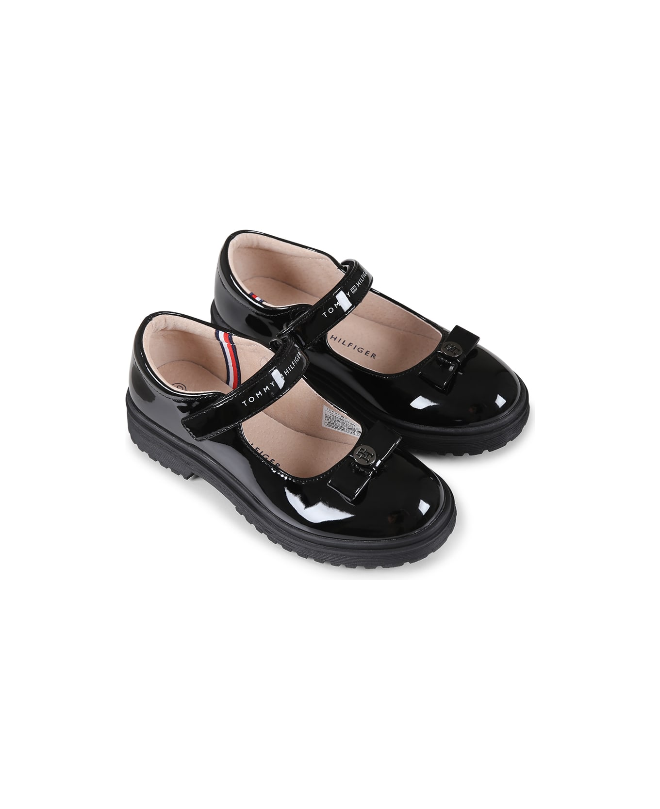 Tommy Hilfiger Black Ballet Flats For Girl With Logo - Black