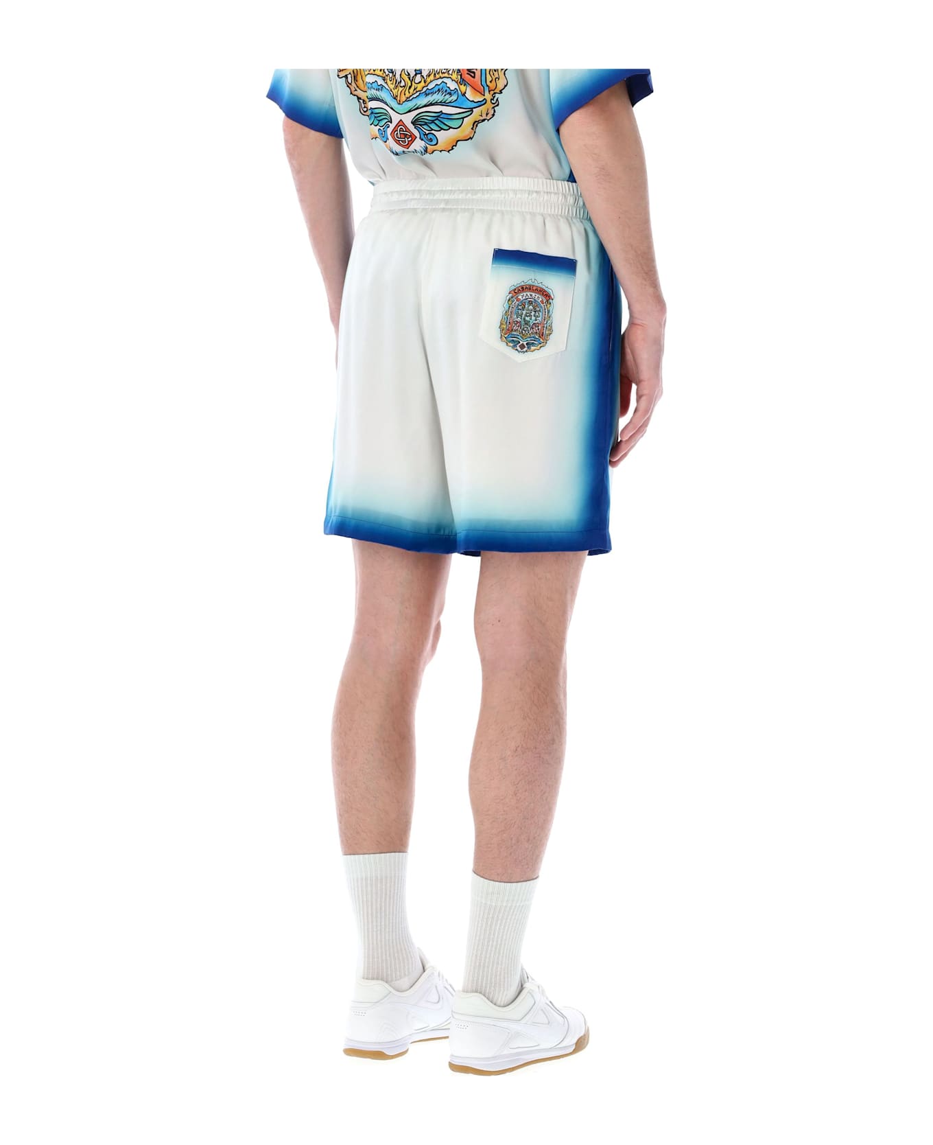 Casablanca Casa Way Skate Silk Shorts - WHITE MIX