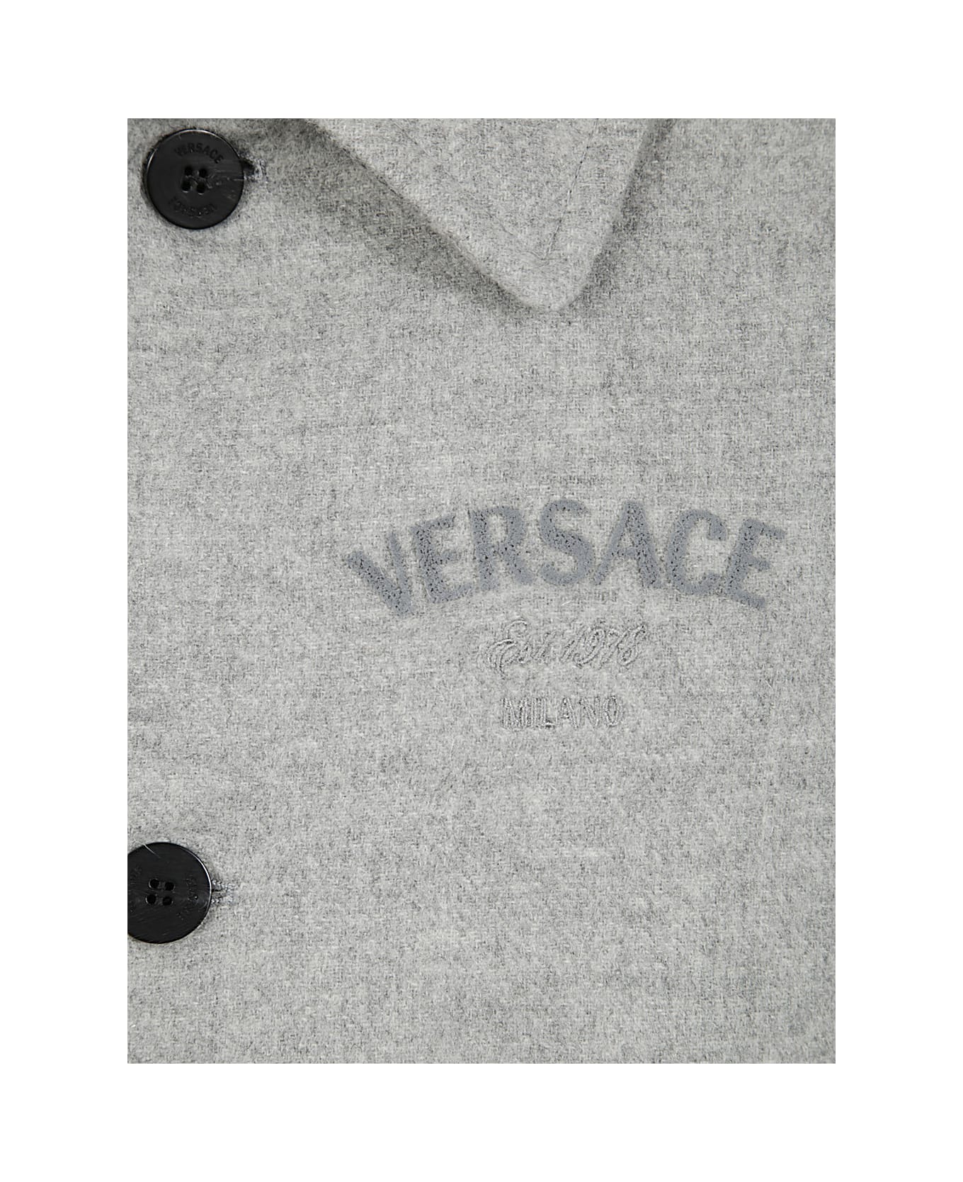 Versace Wool Blend Blouse Jacket - Concrete Melange