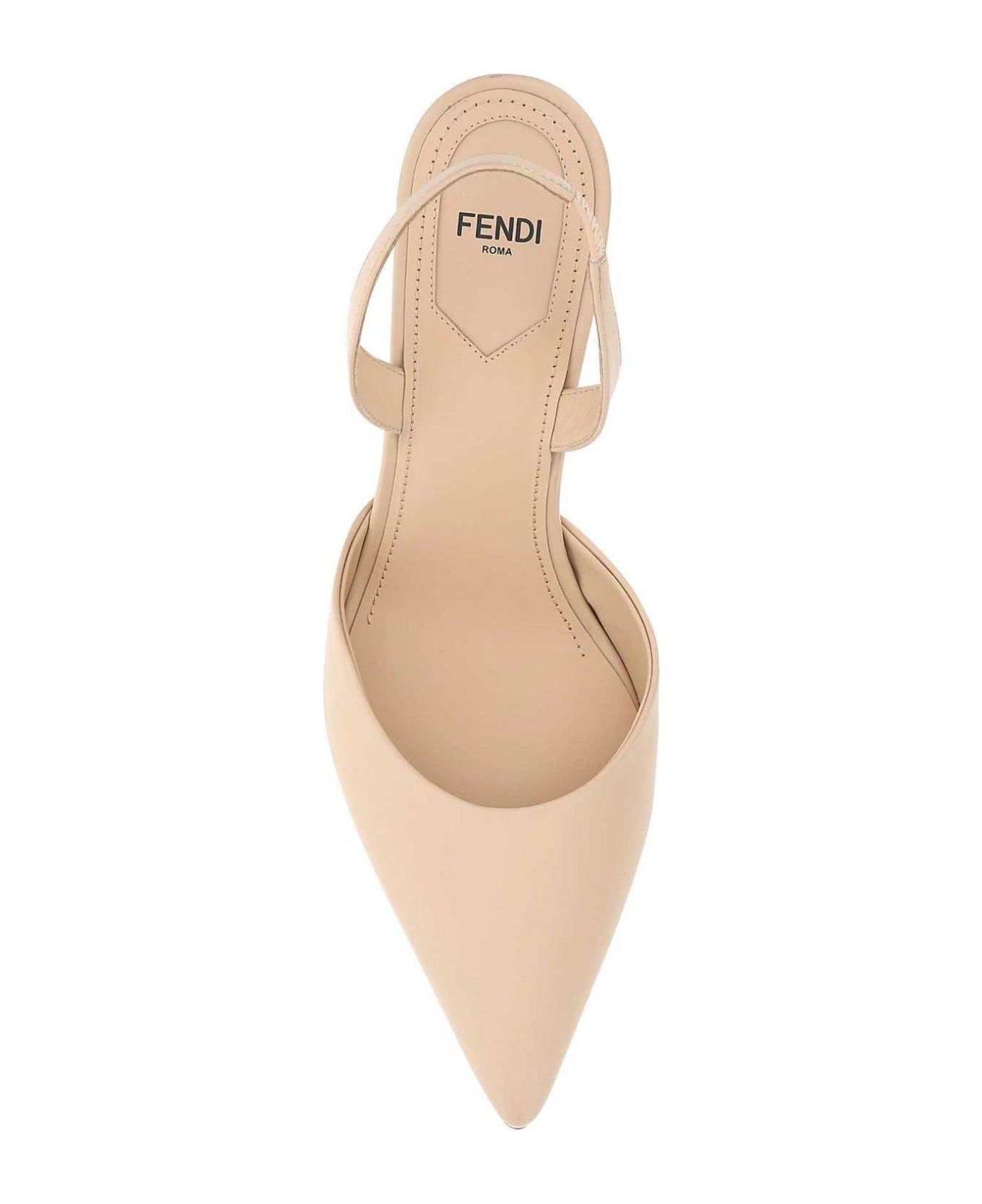Fendi F-shaped Sculpted Heel Pumps - BEIGE