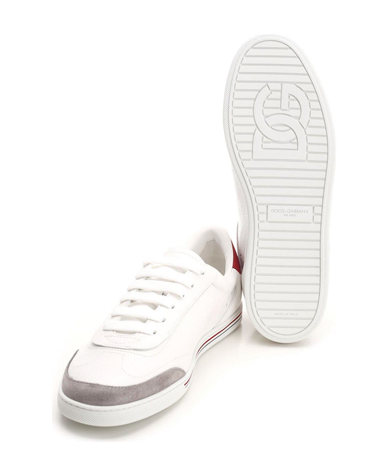 Dolce & Gabbana Stripe-detailed Round Toe Sneakers - Bianco